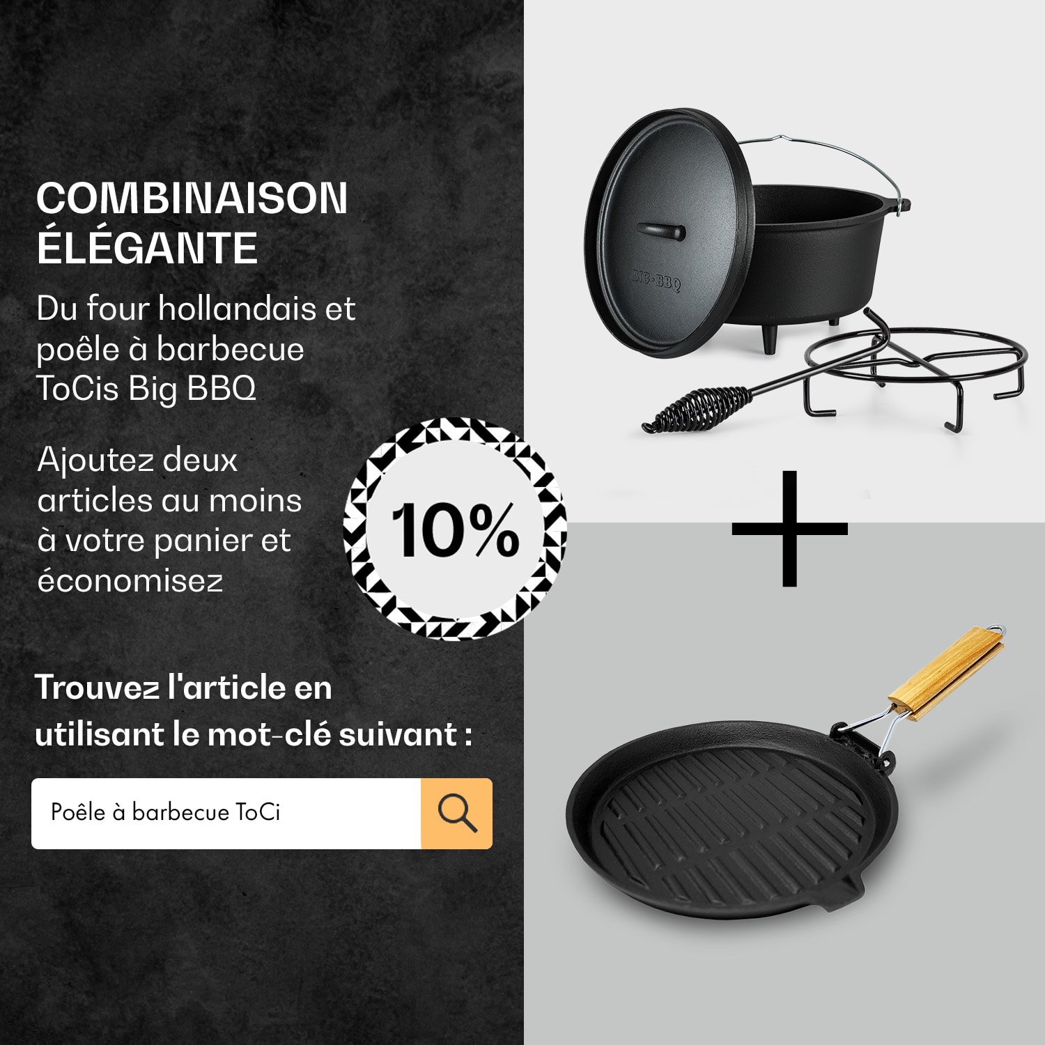 Galloway Dutch Oven 5.8 BBQ Pot Fonte Pieds de support Taille M / 5.8 qt ca. 5,5 L / 5.8 qt | pieds