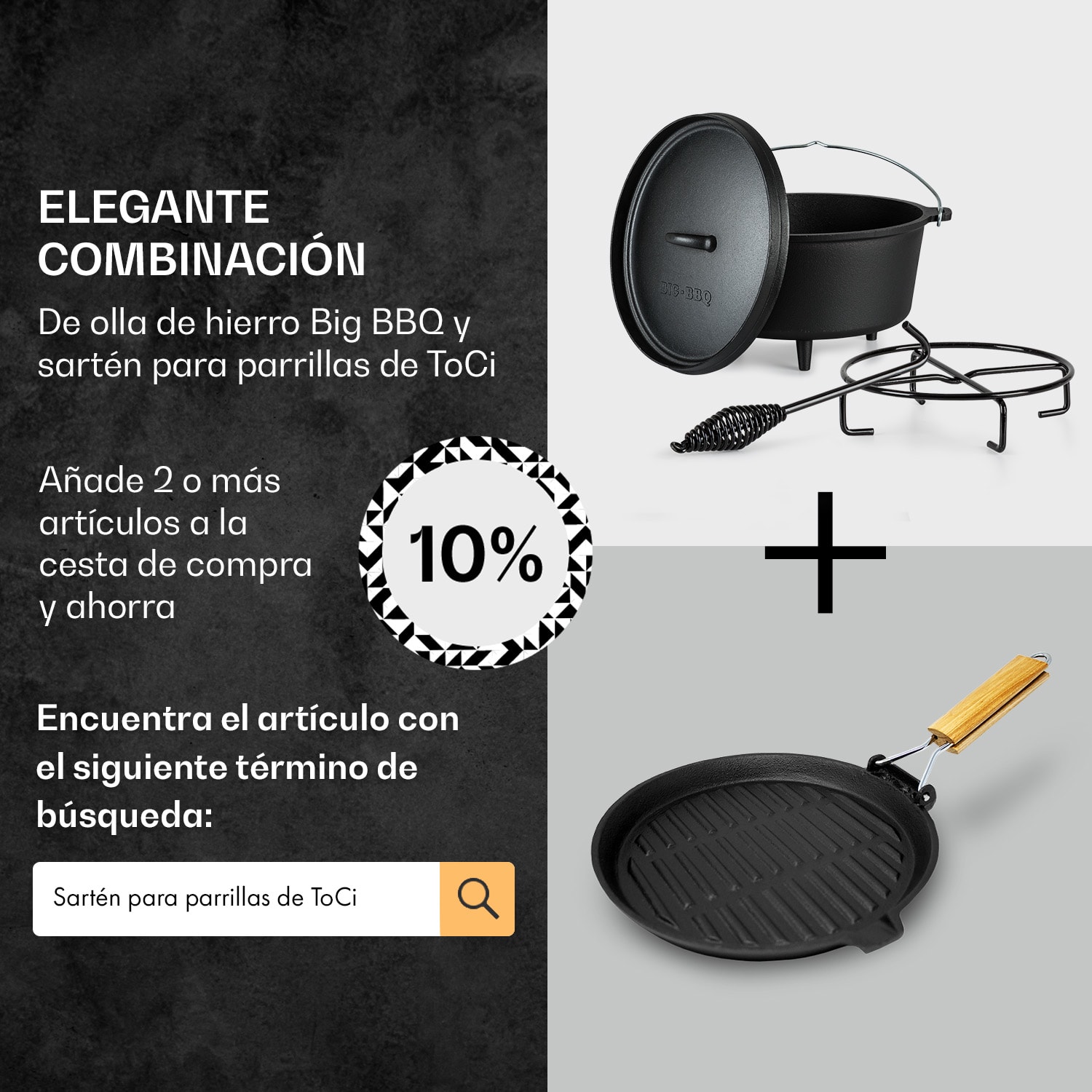 Galloway Dutch Oven 7.6 BBQ hierro fundido marcado pies de apoyo tamaño L / 7.6 qt 