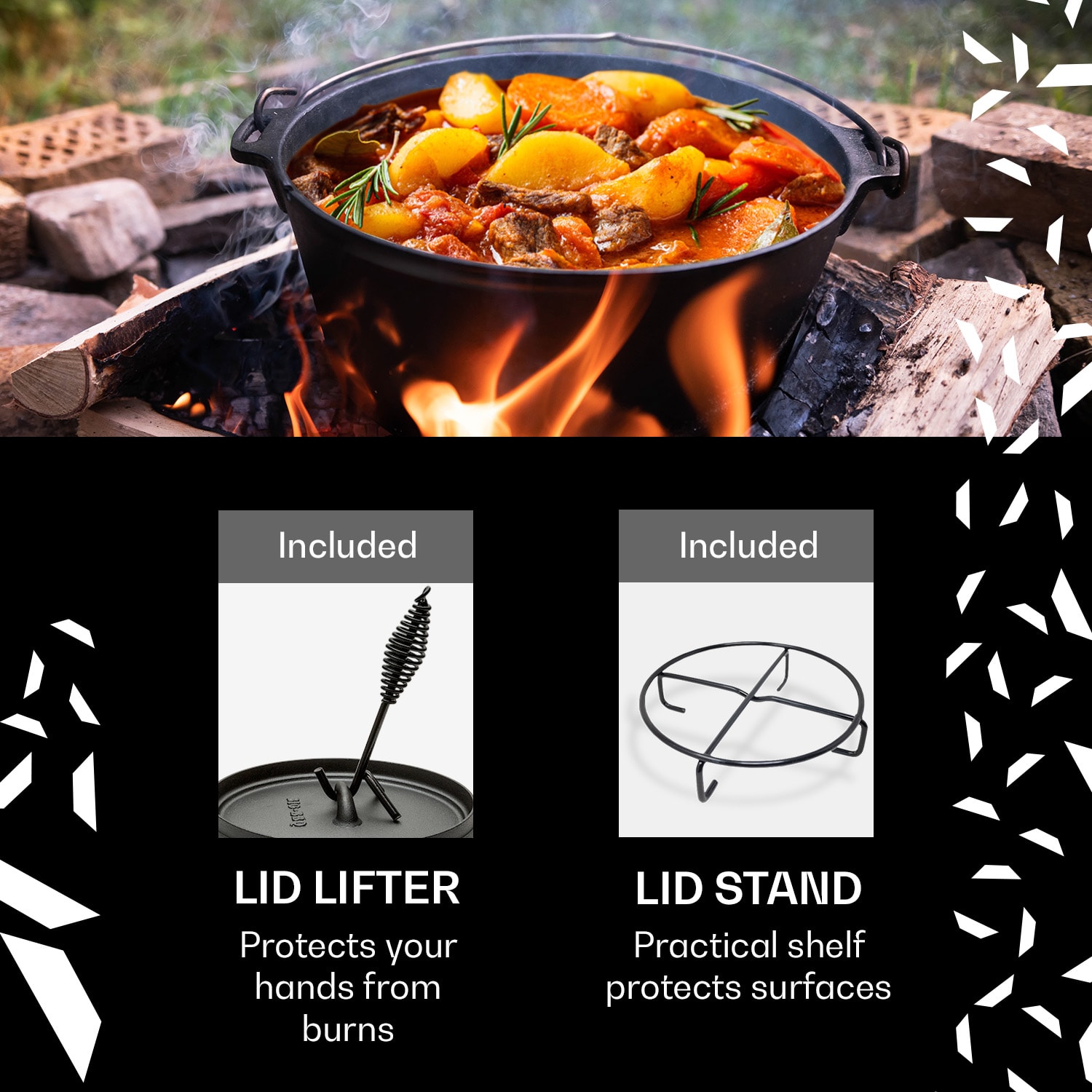 Galloway, чугунен съд, 7.6,0 тенджера за барбекю, обгорен, чугун, размер L / 7.6 qt / 7,2 л 