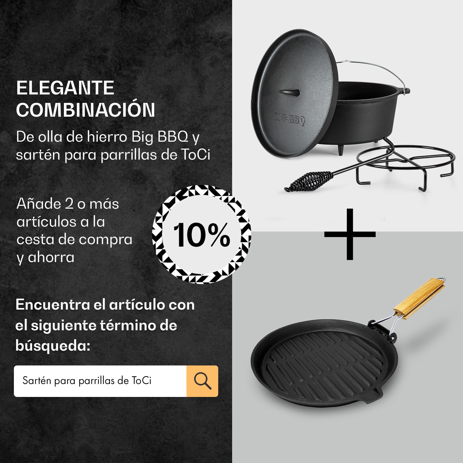 Galloway Dutch Oven 11.3 BBQ hierro fundido marcado pies de apoyo tamaño XL / 11.3 qt 