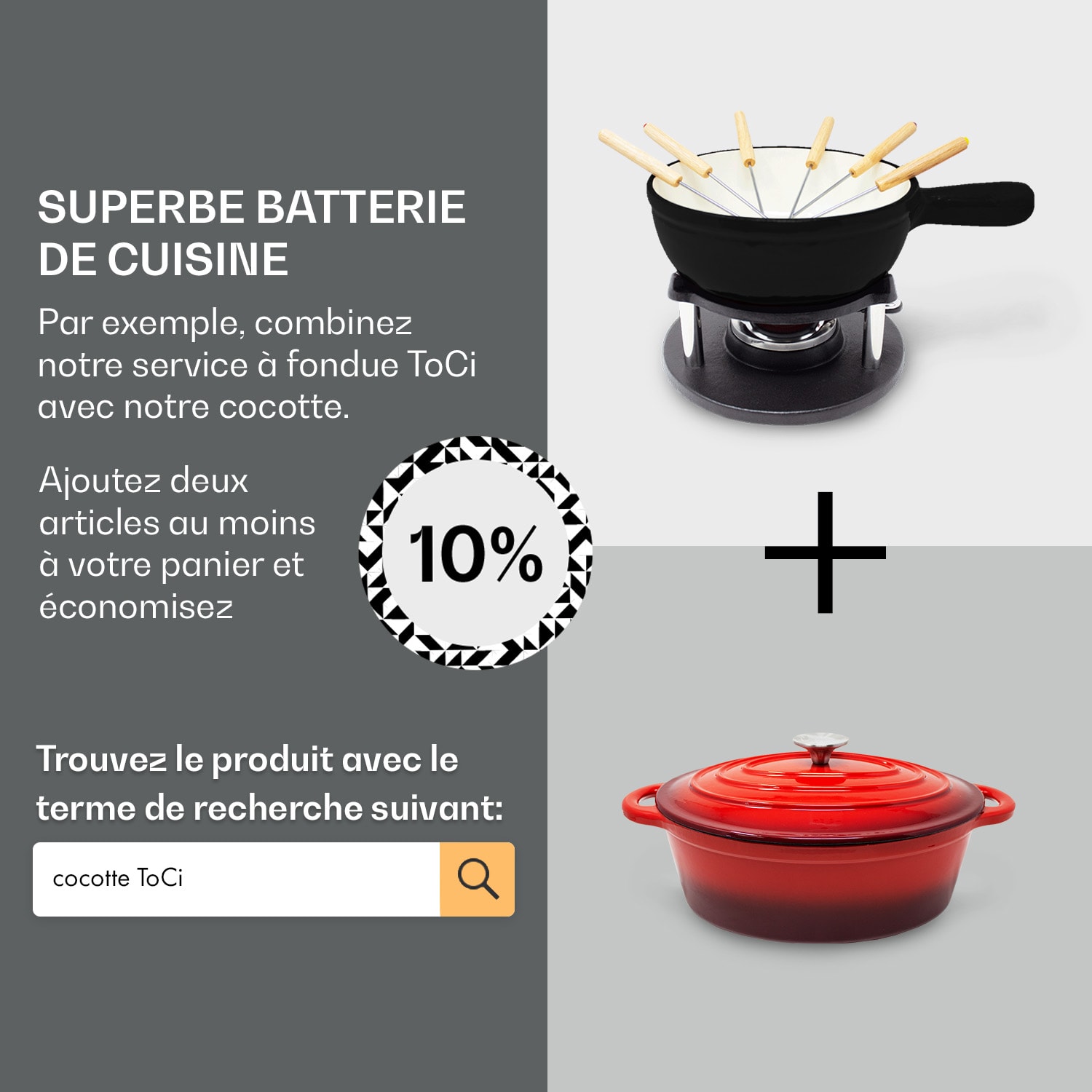 Service à fondue Holsten Pot de poêle à brûler 6 fourchettes 1,5 L en fonte 