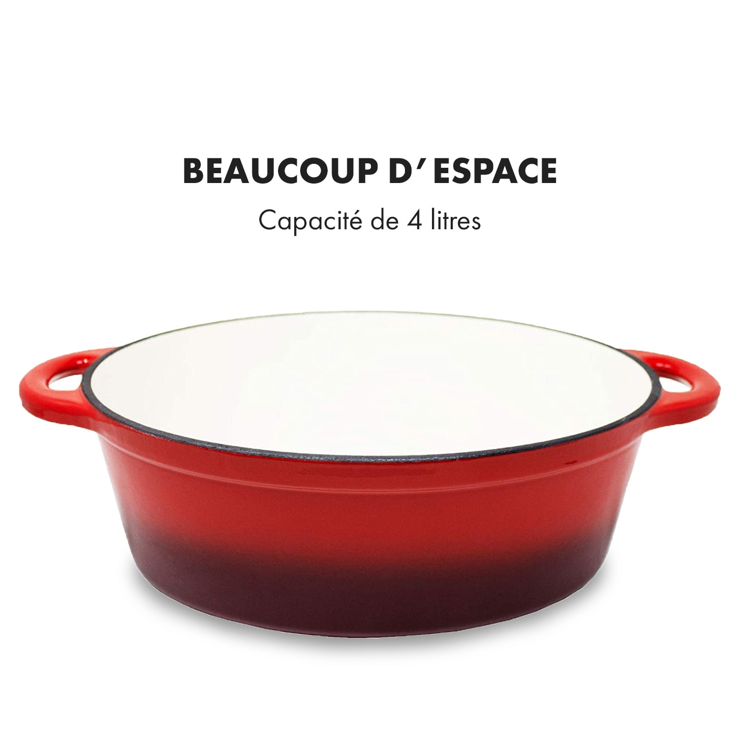 Podolica sauteuse 4 litres Casserole en fonte émaillée ovale deux poignées 4 Ltr. | Rouge
