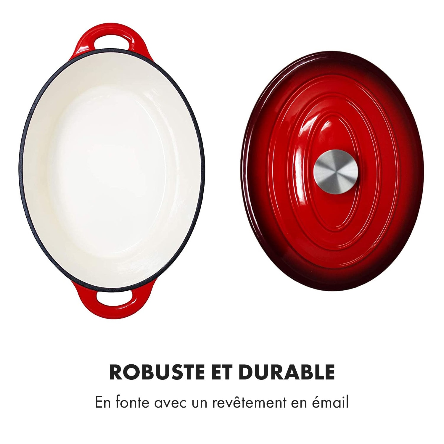 Podolica sauteuse 4 litres Casserole en fonte émaillée ovale deux poignées 4 Ltr. | Rouge