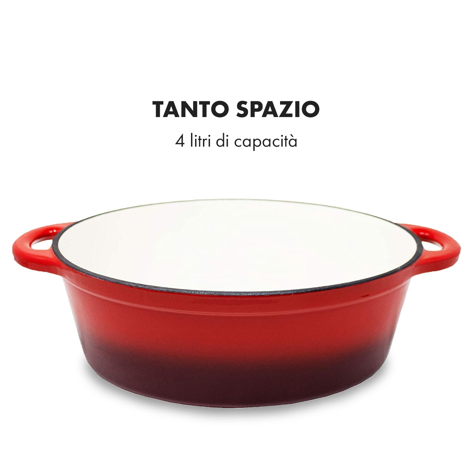 Podolica - Casseruola, 4 litri, ghisa, smaltata, ovale, due impugnature 4 Ltr. | Rosso