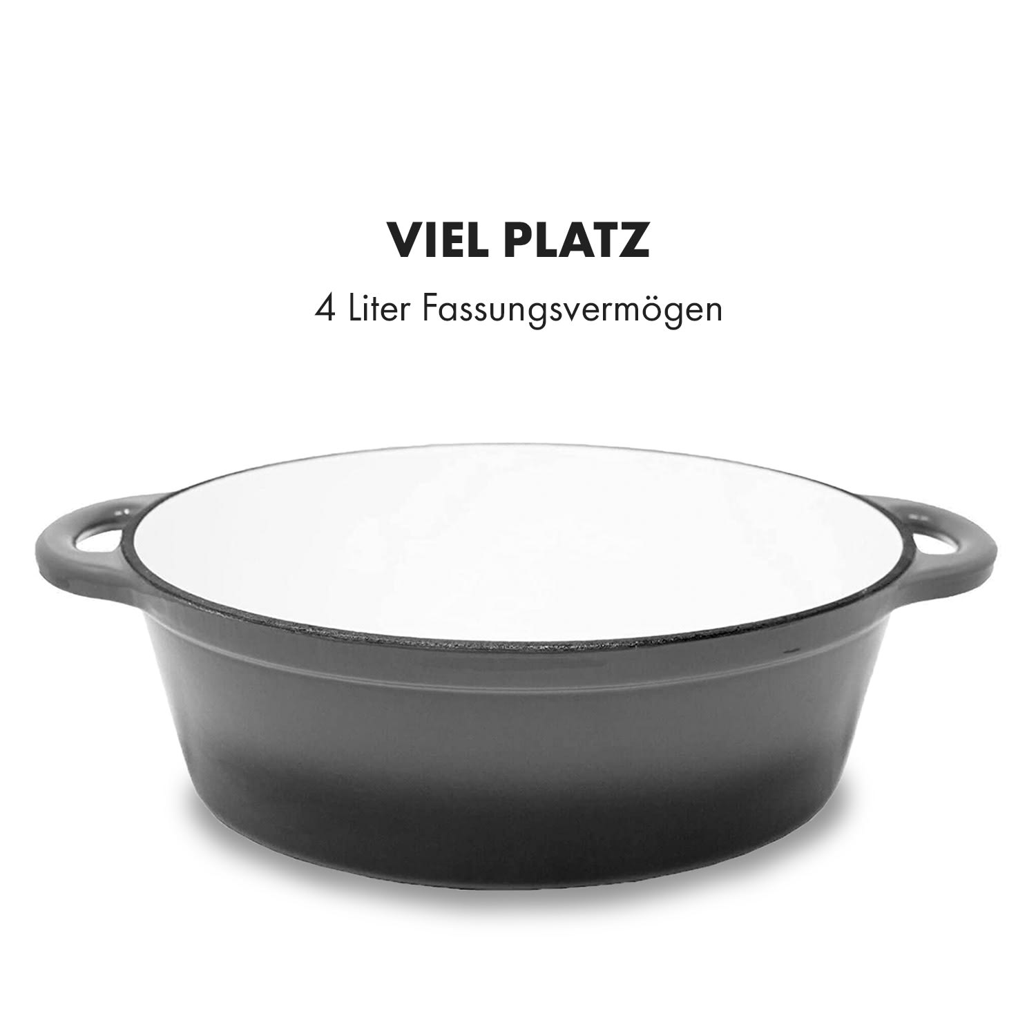 Podolica Bräter 4 Liter Kasserolle Gusseisen emailliert oval zwei Griffe 4 Ltr. | Mittelgrau