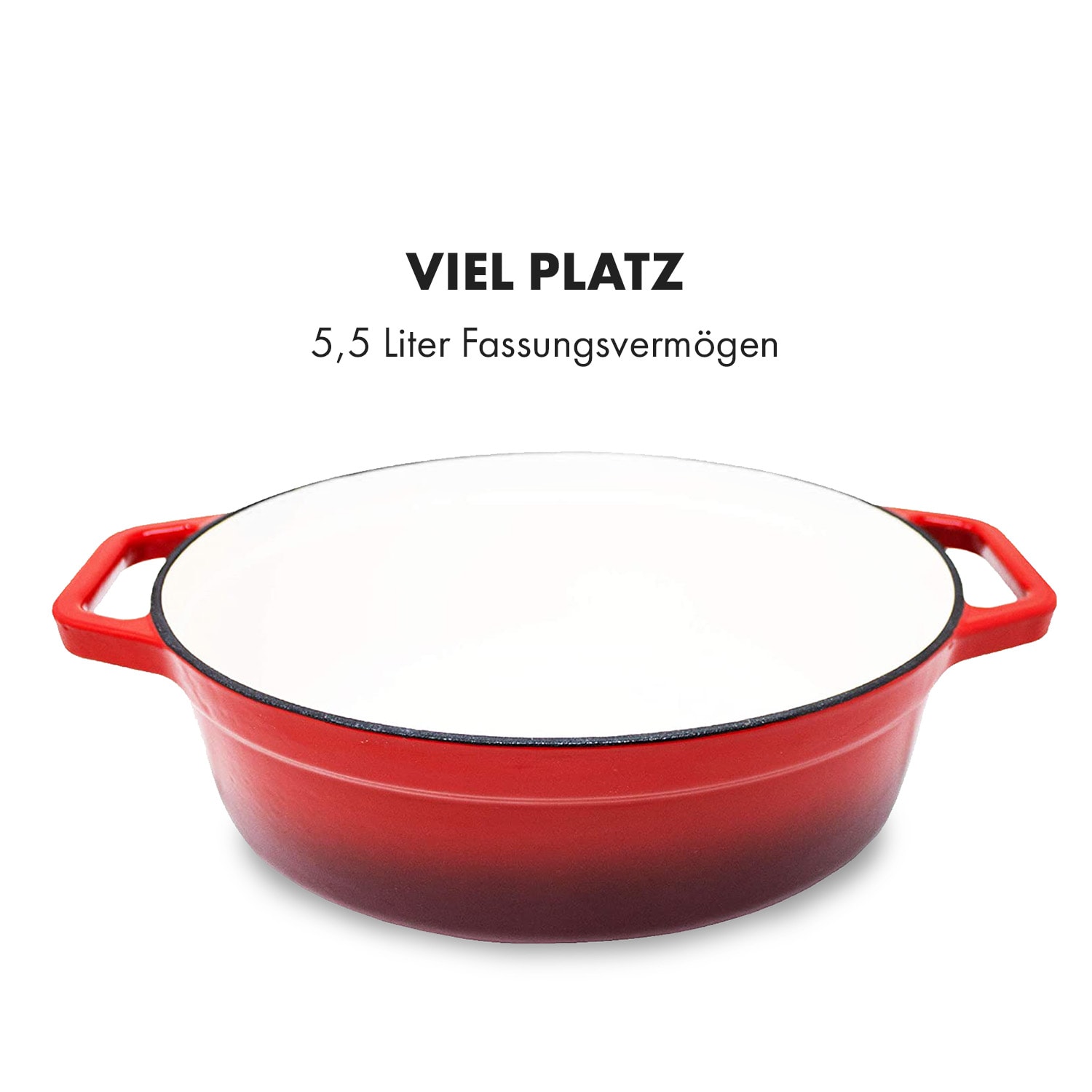 Podolica Bräter 5,5 Ltr Kasserolle Gusseisen Emaille oval zwei Griffe 5,5 Ltr. | Rot
