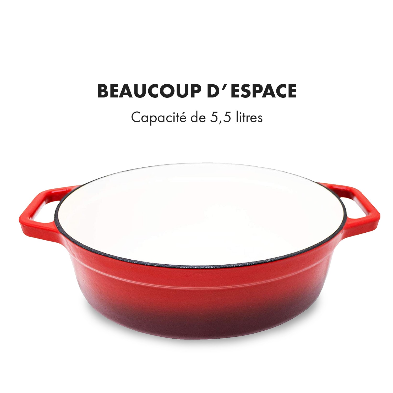 Podolica braadpan 5,5 liter casserole gietijzer geëmailleerd ovaal twee handvaten 5,5 Ltr. | Rood