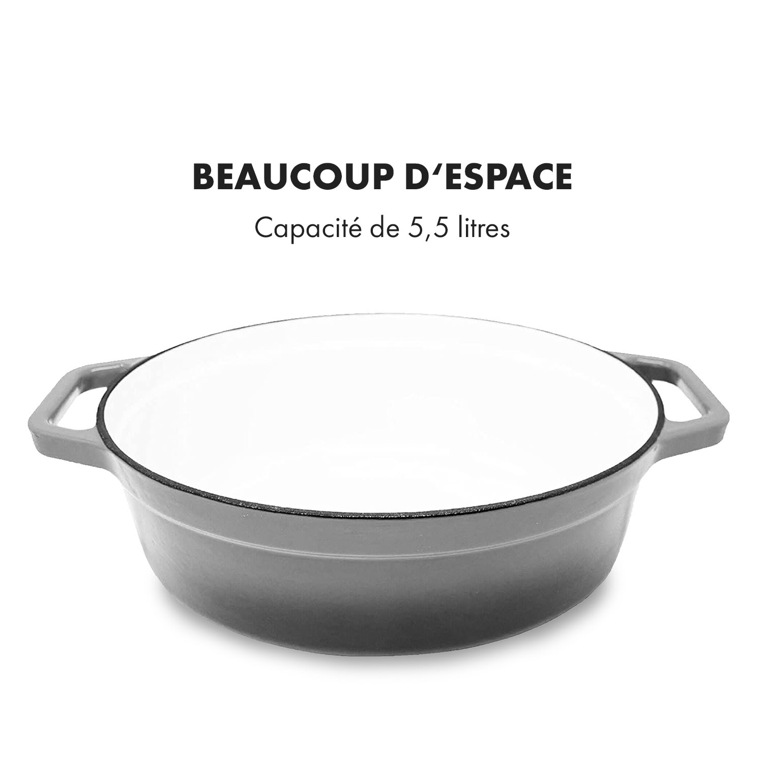 Podolica braadpan 5,5 liter casserole gietijzer geëmailleerd ovaal twee handvaten 5,5 Ltr. | Mid Gray
