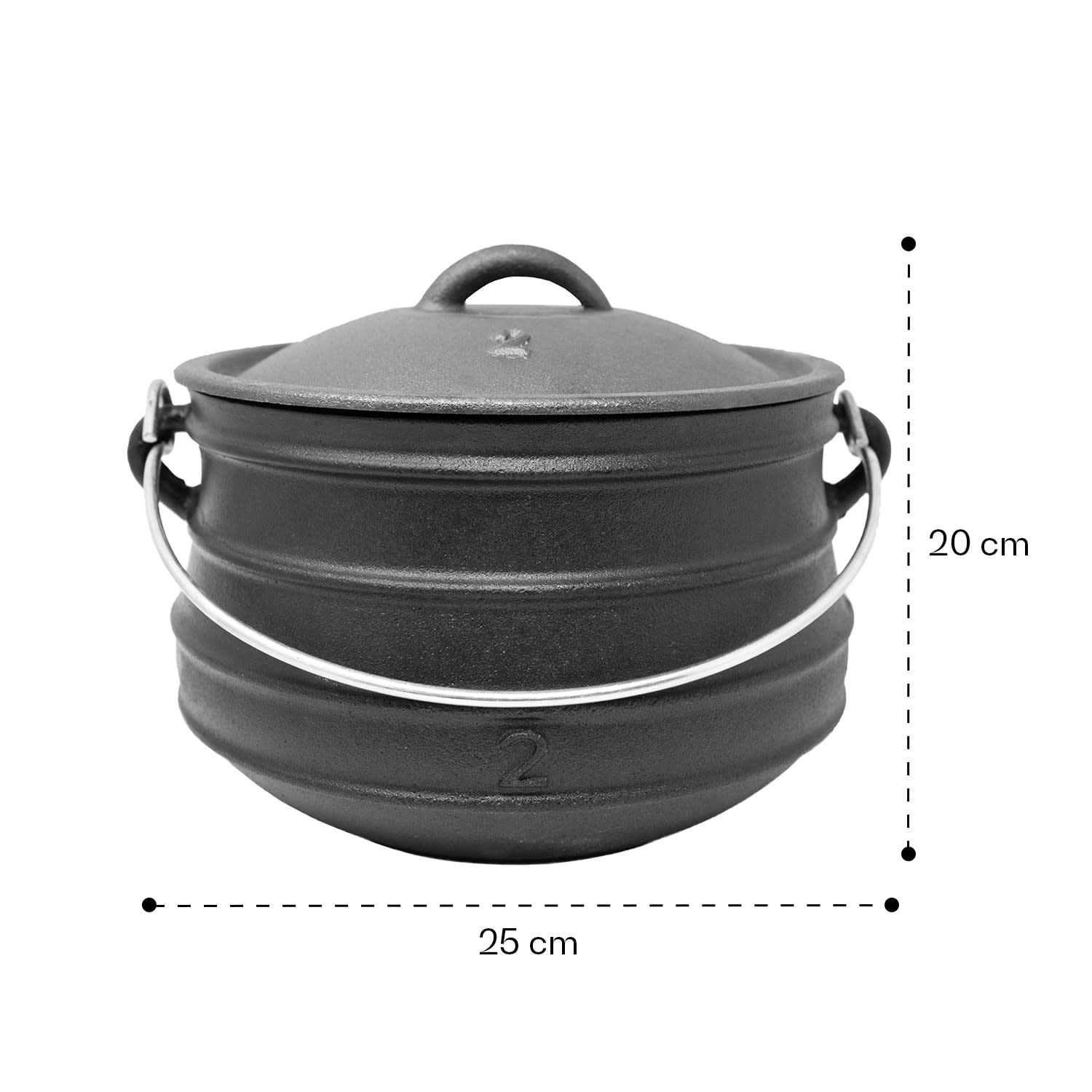 Beefalo Potjie haudutuspata jalat koko M valurautaa pyöreä kansi 6 litraa 6 Ltr. | Tasainen
