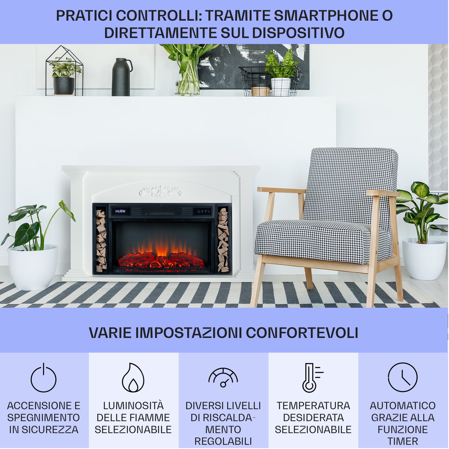 Saint Helens - Camino elettrico, 1900 W, tecnologia LED, telecomando  Avorio