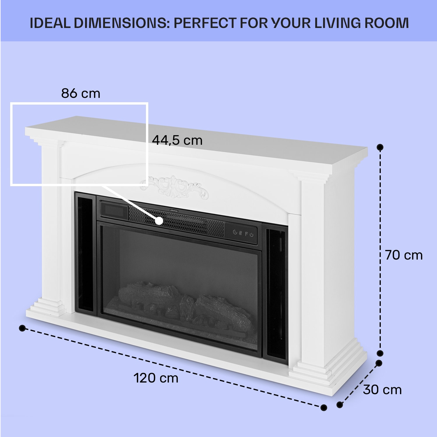 Lareira elétrica Saint Helens 1900 W Tecnologia LED Comando de controlo remoto  Marfim