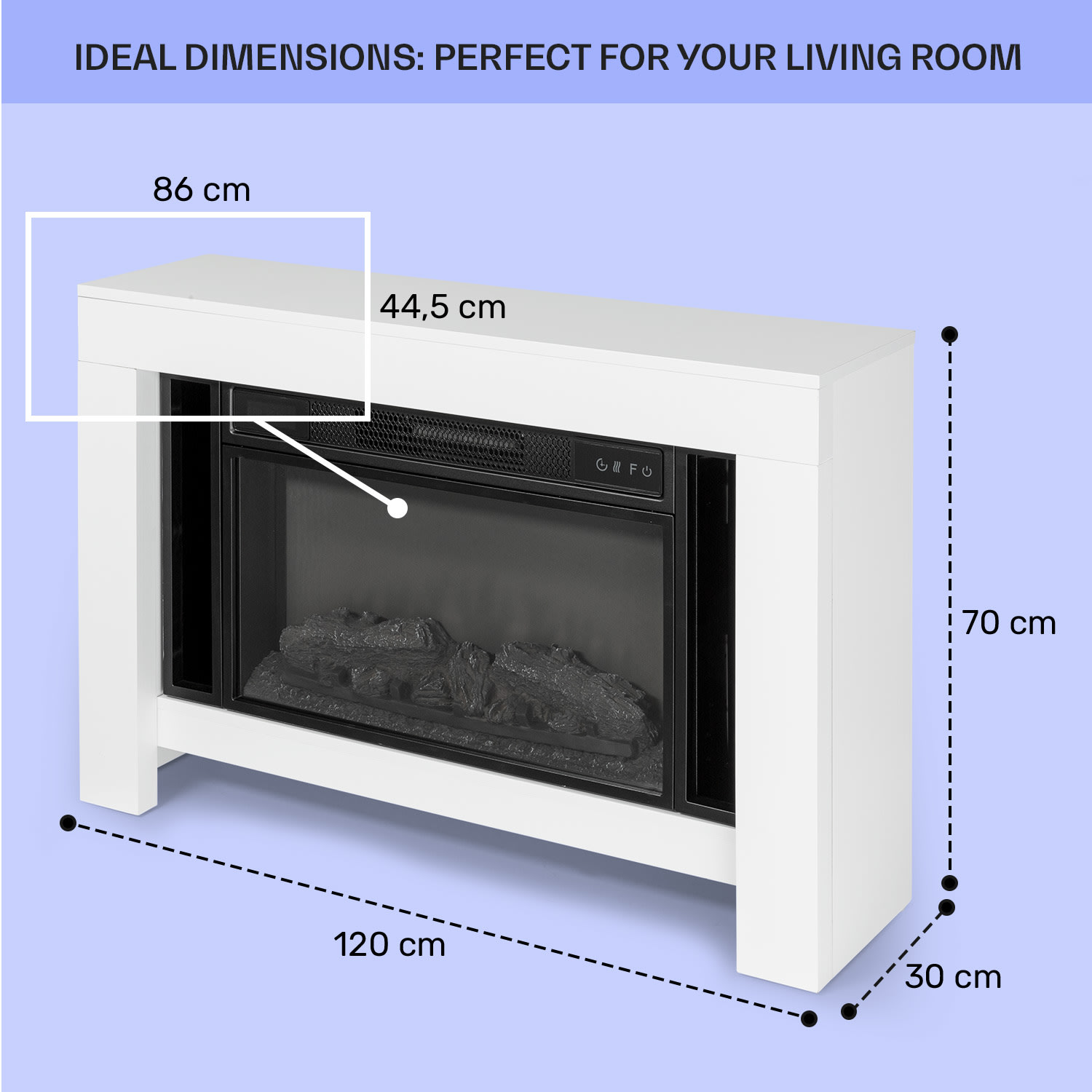 Stúdió Loft 2, elektromos kandalló, 1900 W, LED technológia, távirányító Fehér