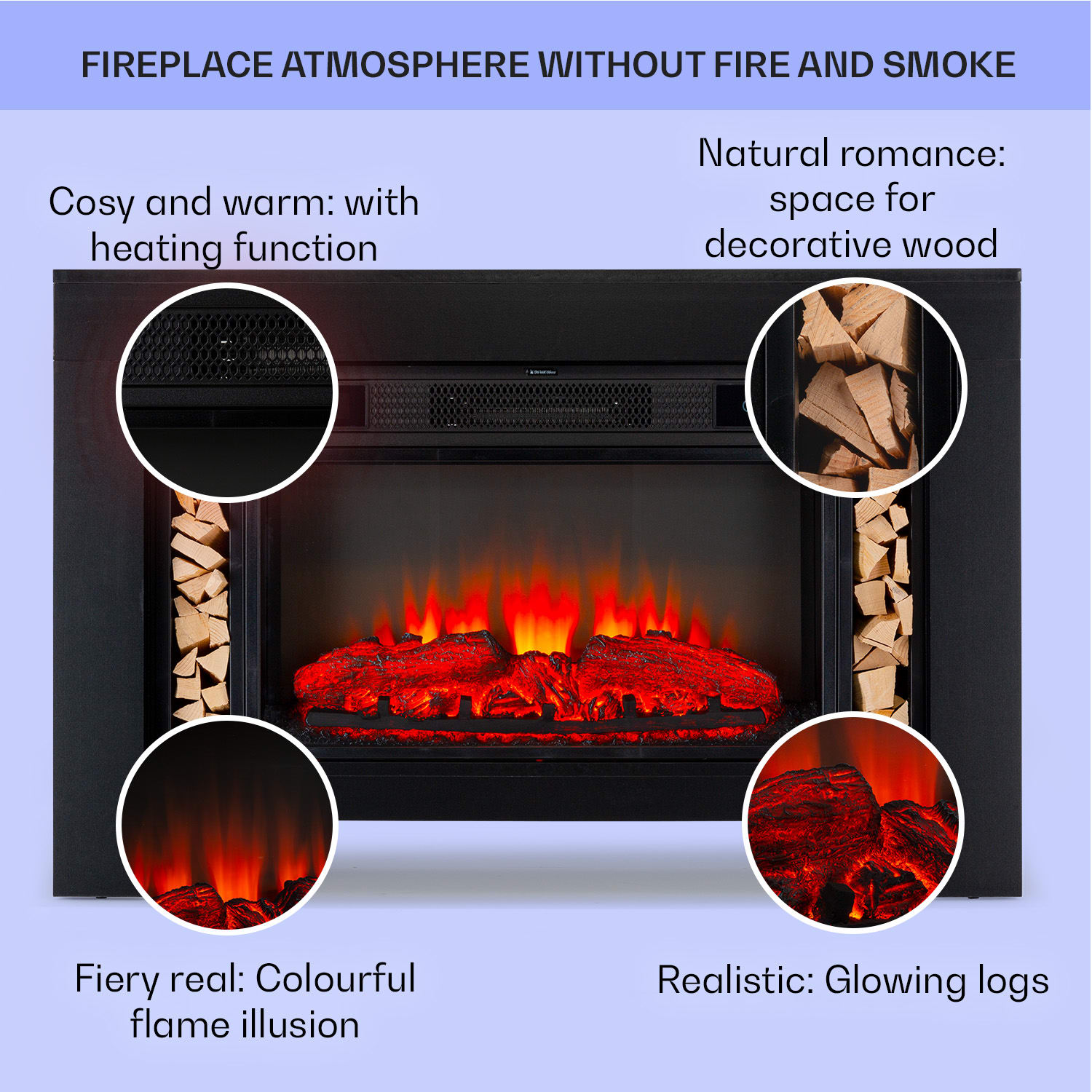 Studio Loft 2 sähkötakka 1900 W LED-tekniikkaa kaukosäädin  Musta