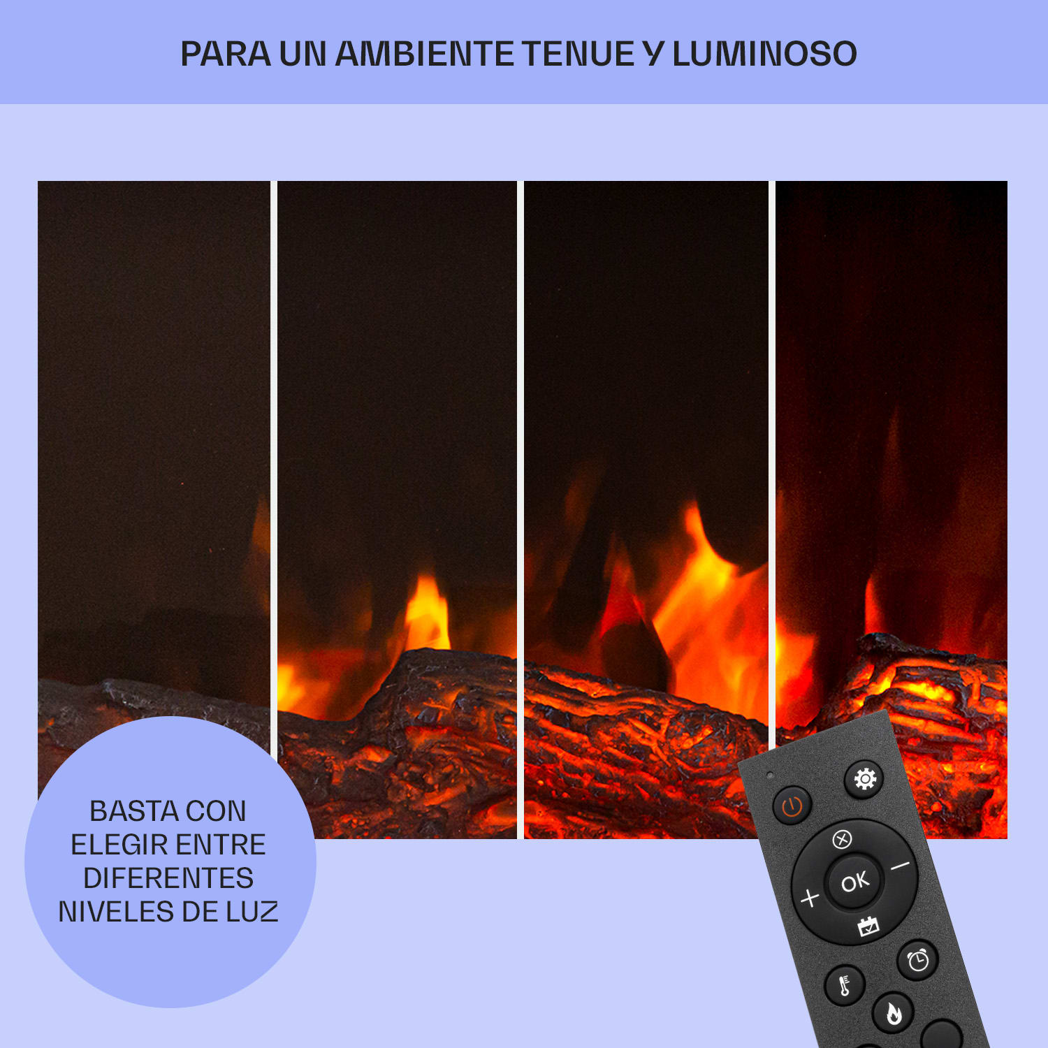 Vulsini Hideaway Chimenea eléctrica 1900 W Tecnología led Mando a distancia Estructura de chimenea con aspecto de estudio | Negro