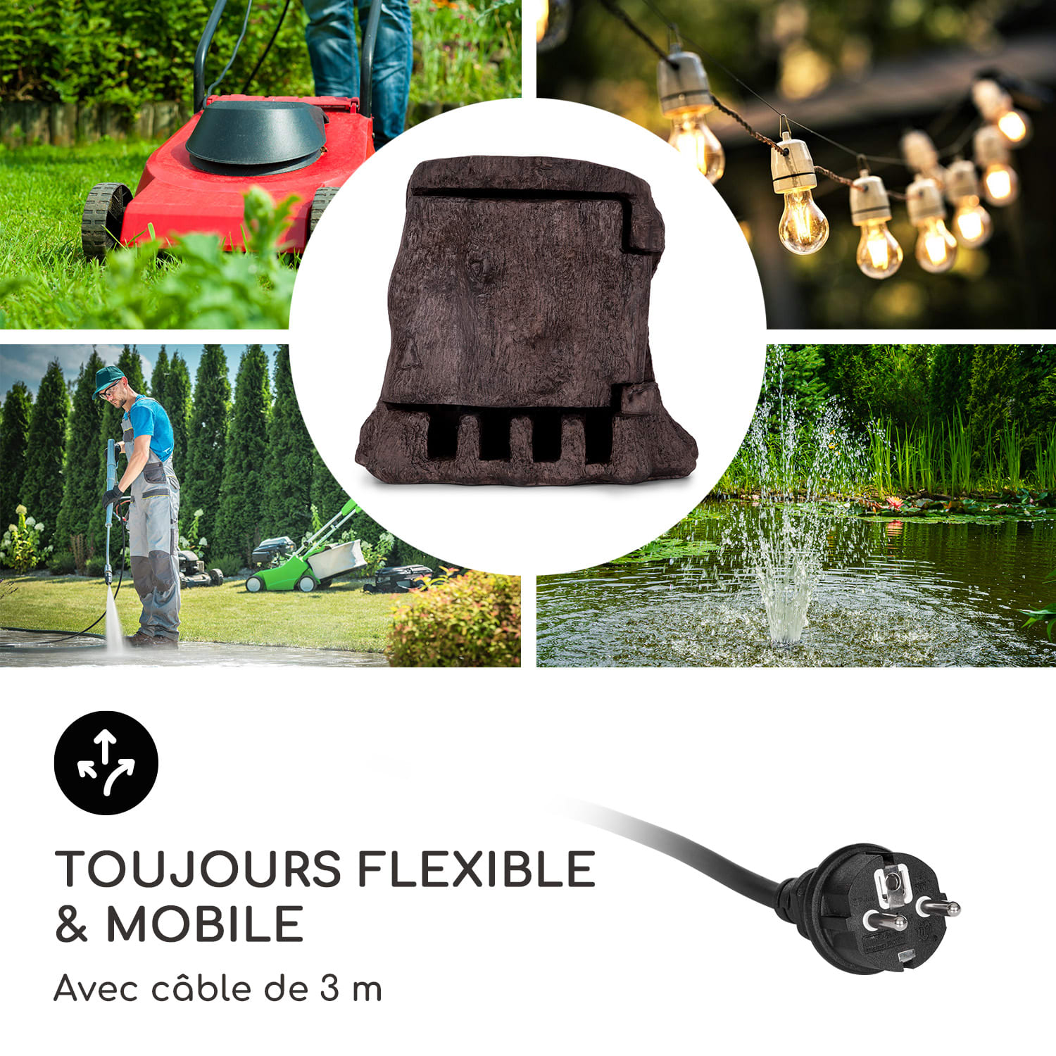 Prise de jardin Power Tree Smart contrôle par WiFi 3680 watts IP44 arbre | 3 m