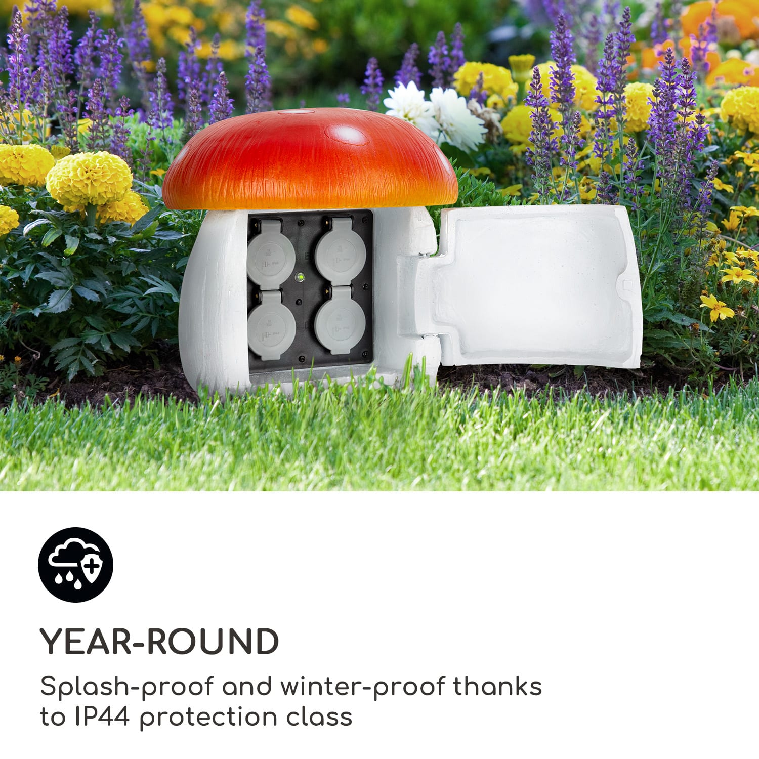 Power Mushroom Smart, gniazdo ogrodowe, sterowanie przez Wi-Fi, 3680 W, IP44 Grzyb | 3 m