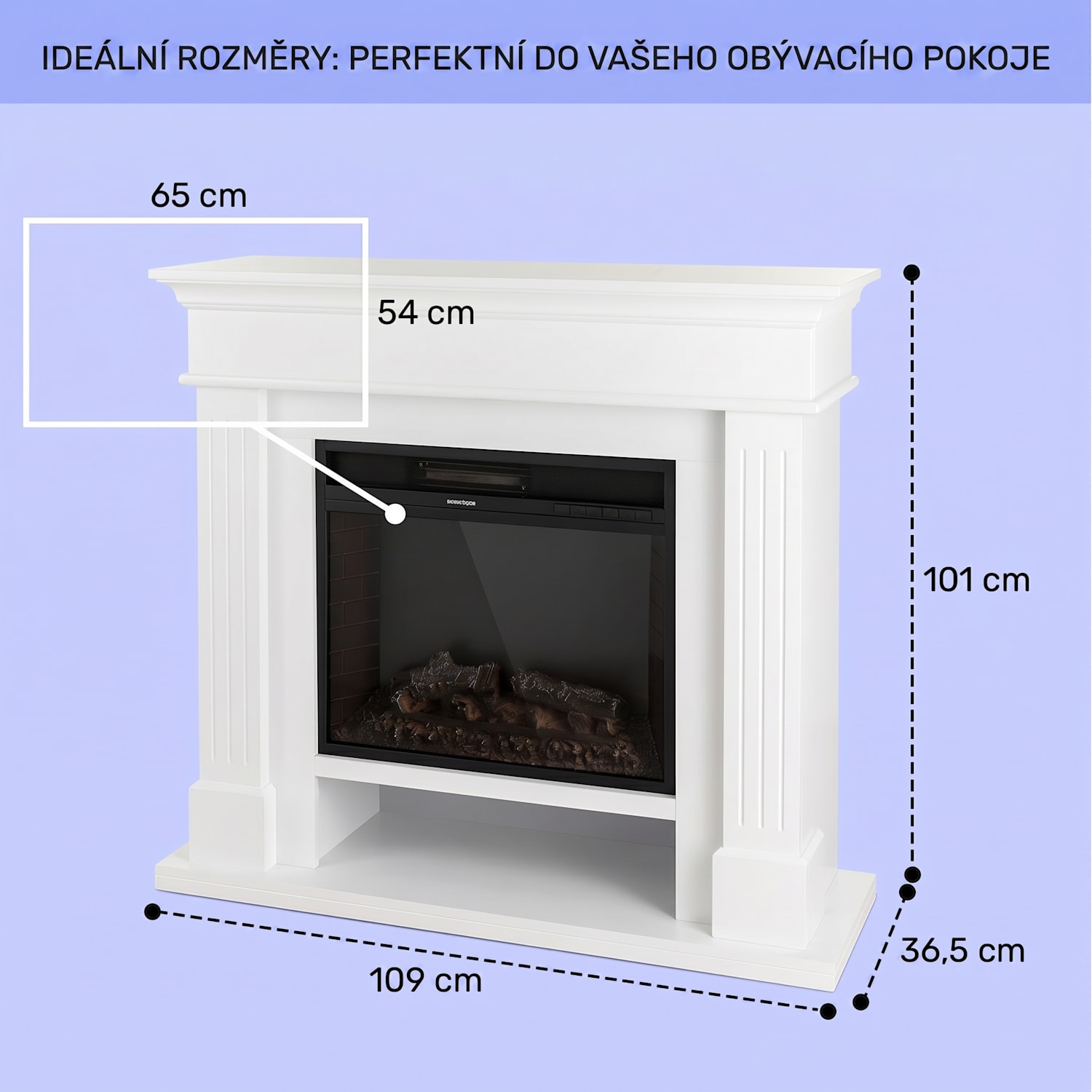 Las Pilas, elektrický krb, 900/1800 W, týdenní časovač, dálkové ovládání 1800 W | Bílá