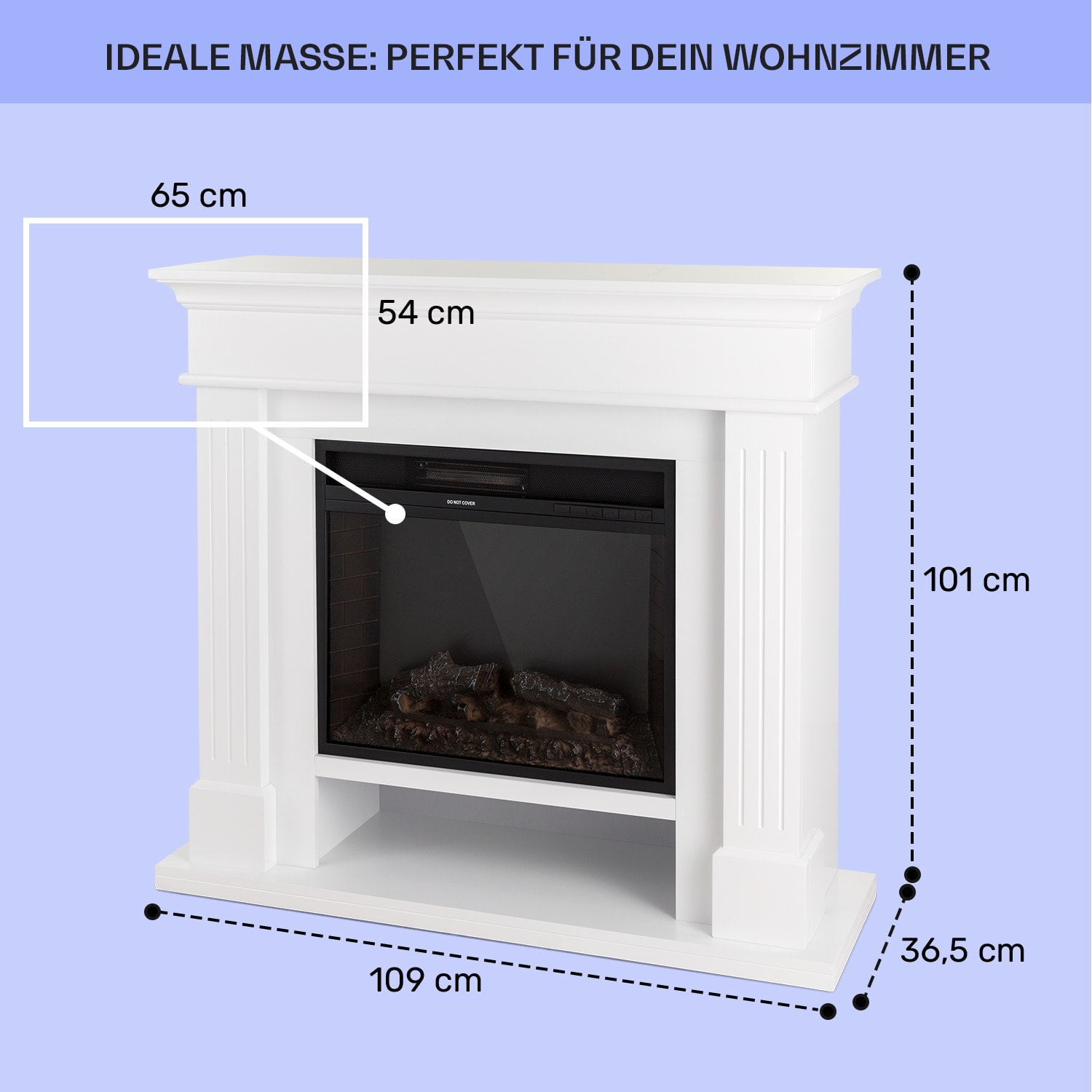 Las Pilas Elektrokamin Heizlüfter 900/1800W Wochentimer Fernbedienung 1800 W | Weiß