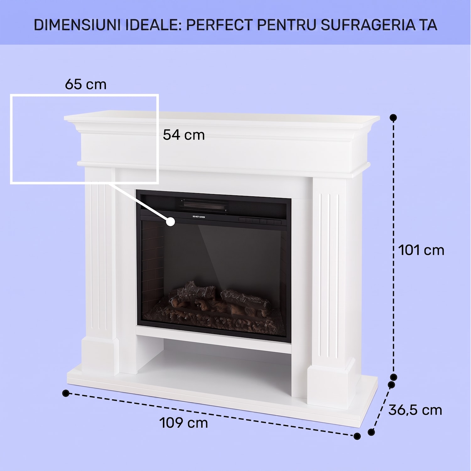 Las Pilas, încălzitor electric de șemineu cu ventilator, 900/1800 W, temporizator săptămânal, telecomandă 1800 W | Alb