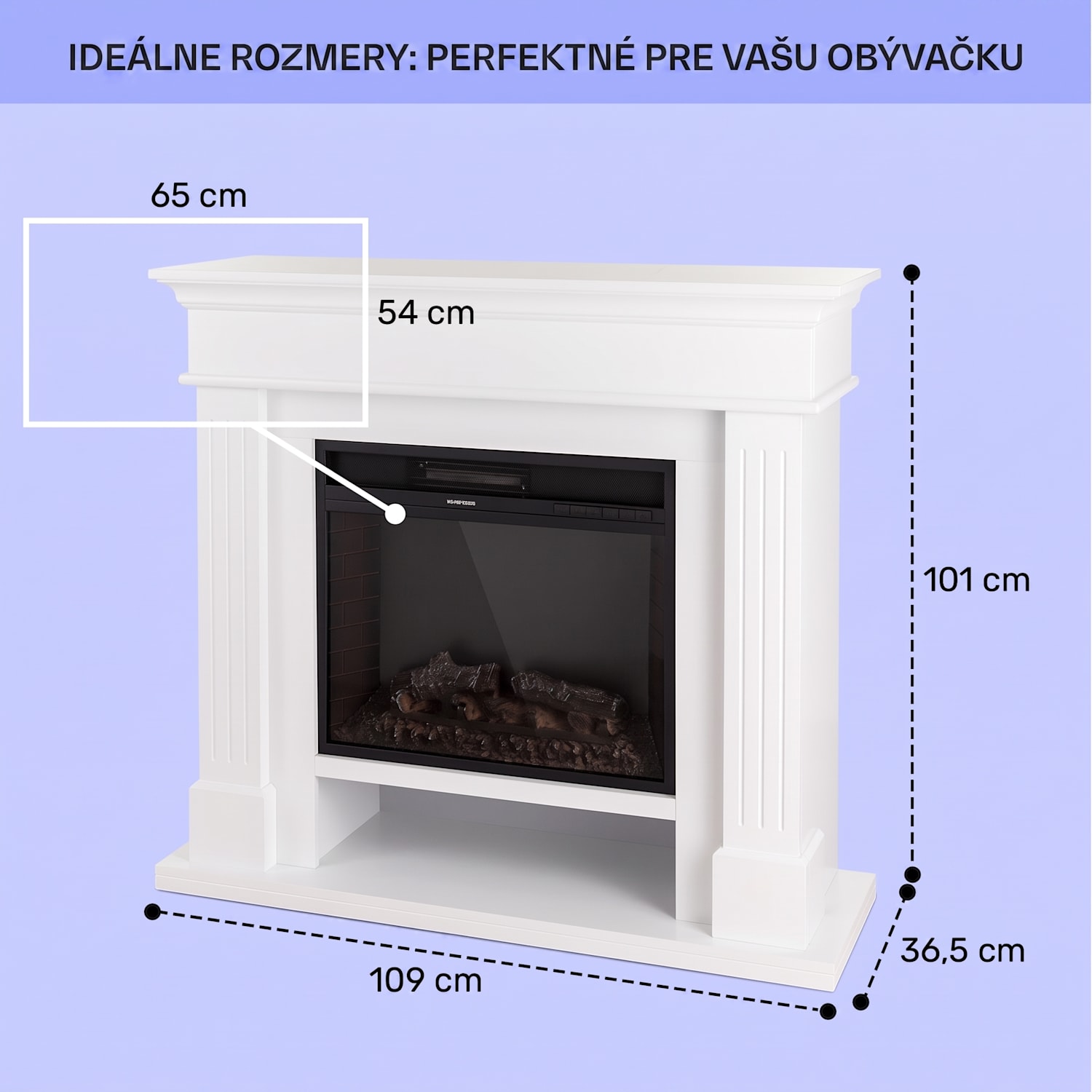 Las Pilas, elektrický krbový ohrievač s ventilátorom, 900/1800 W, týždenný časovač, diaľkové ovládanie 1800 W | Biela