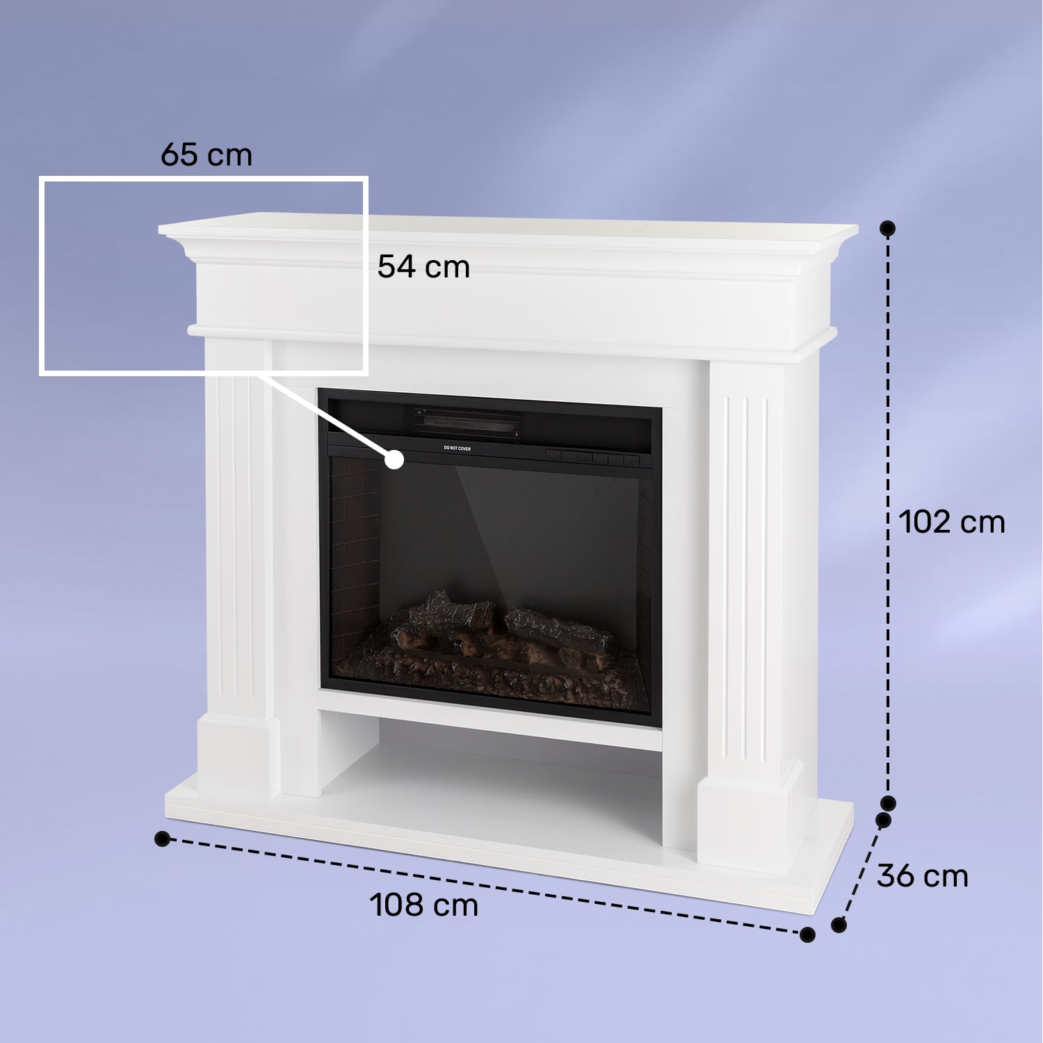 Las Pilas chimenea eléctrica calefactor 900/1800W temporizador semanal mando a distancia 1800 W | Blanco