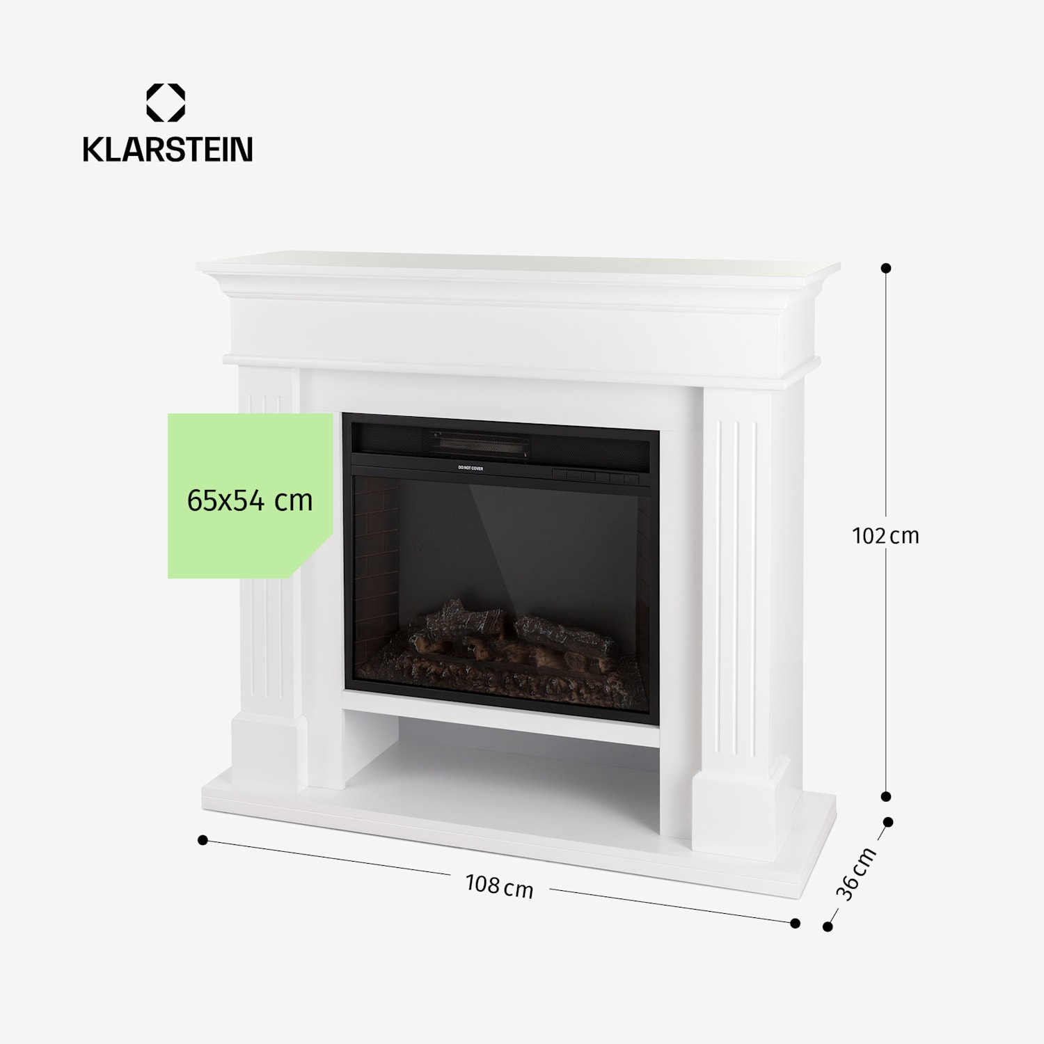 Las Pilas șemineu electric cu ventilator încălzitor 900/1800W, cronometru săptămânal, telecomandă 1800 W | Alb