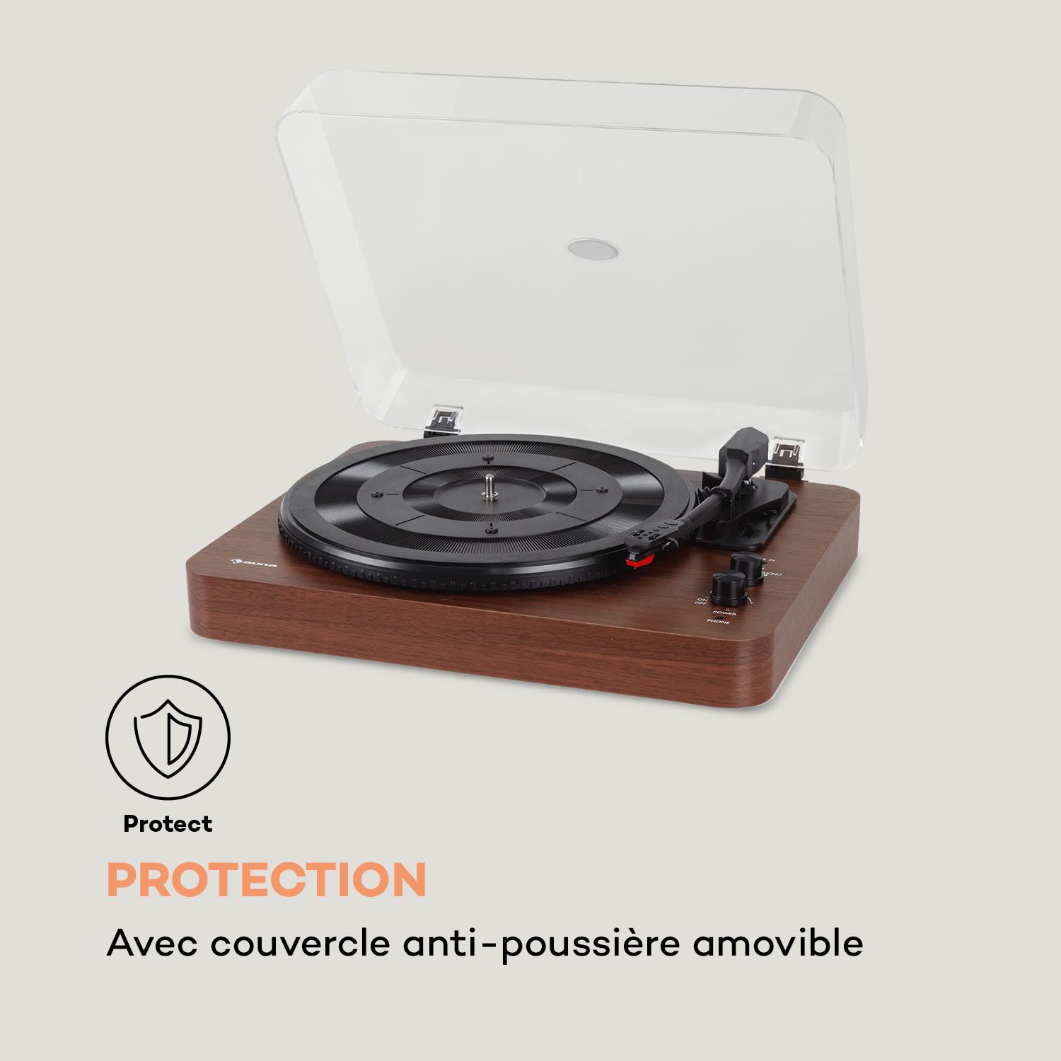 TT-Play SE Platine vinyle Protection anti-poussière Bluetooth 33/45/78 tr/min Pitch Acajou