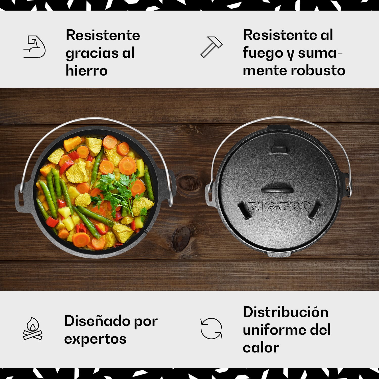 Olla Guernsey Premium Dutch Oven 4.5 BBQ hierro fundido marcado tamaño S / 4.5 qt 