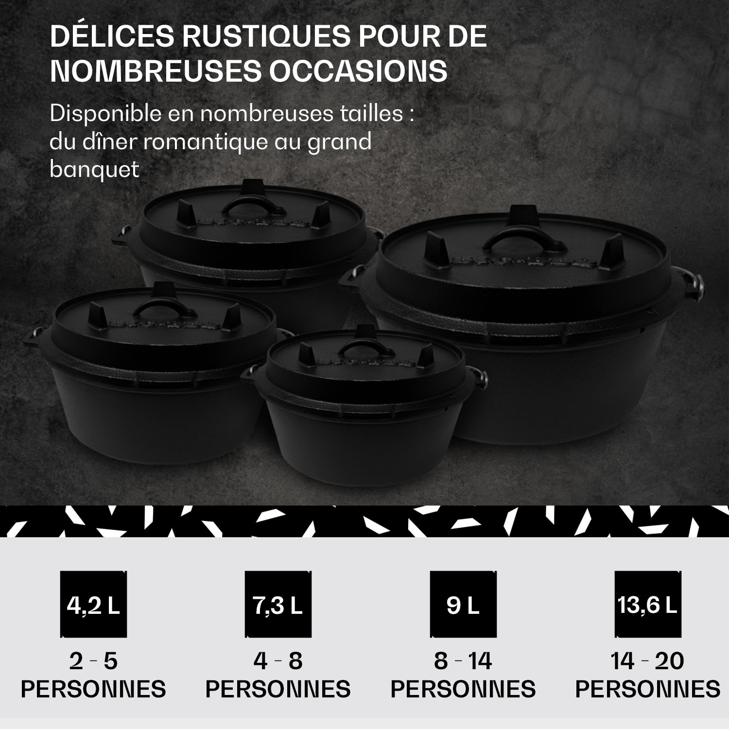 Guernsey Premium Dutch Oven 12.0 BBQ Pot Cast Iron Pre-Baked Size XL / 12 qt ca. 11,3 Ltr / 12 qt | sans pieds