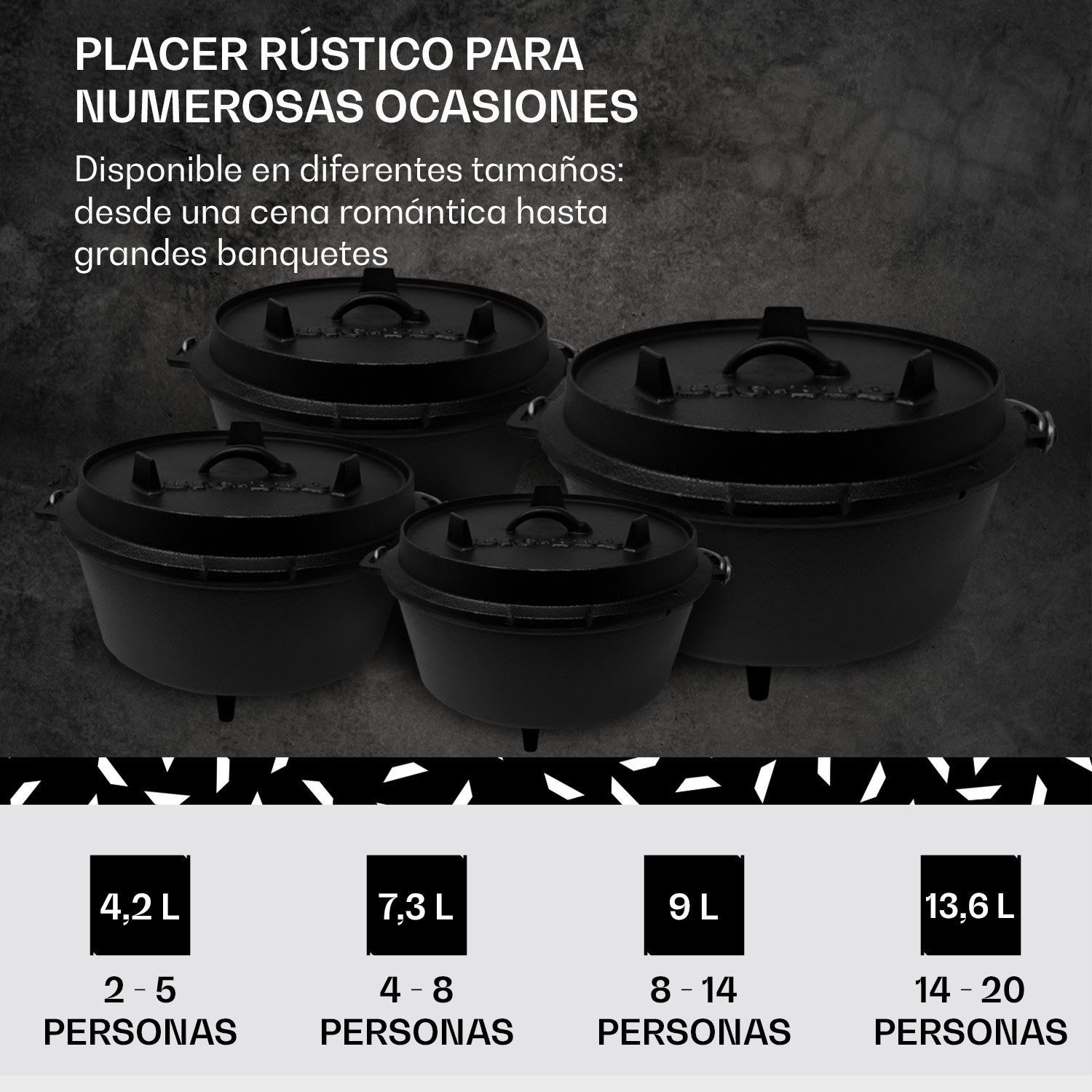 Olla Guernsey Premium Dutch Oven 4.5 BBQ hierro fundido pies de apoyo tamaño S / 4.5 qt ca. 4,2 Ltr / 4,5 qt | pies