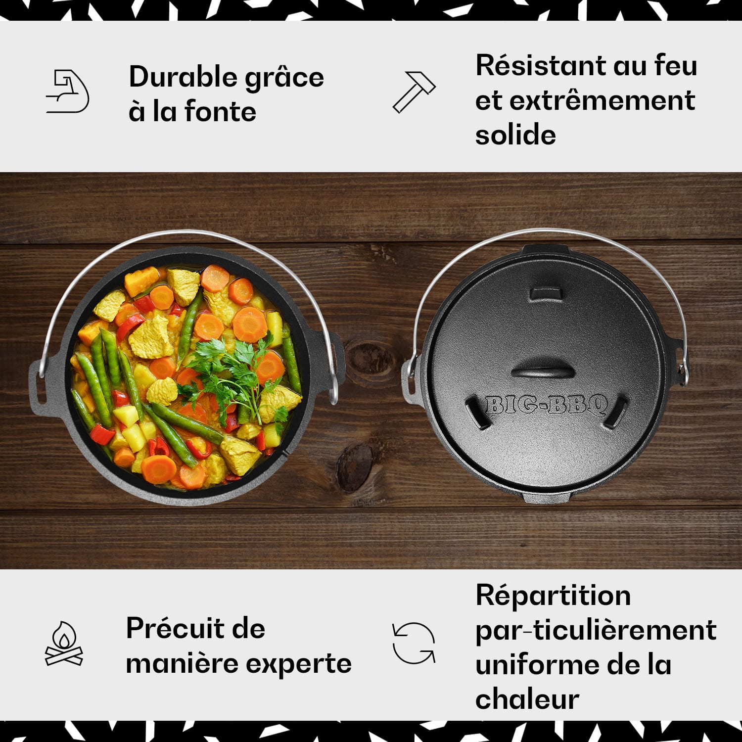 Guernsey Premium Dutch Oven 4.5 BBQ Pot Fonte Pieds de support Taille S / 4.5 qt ca. 4,2 Ltr / 4,5 qt | pieds