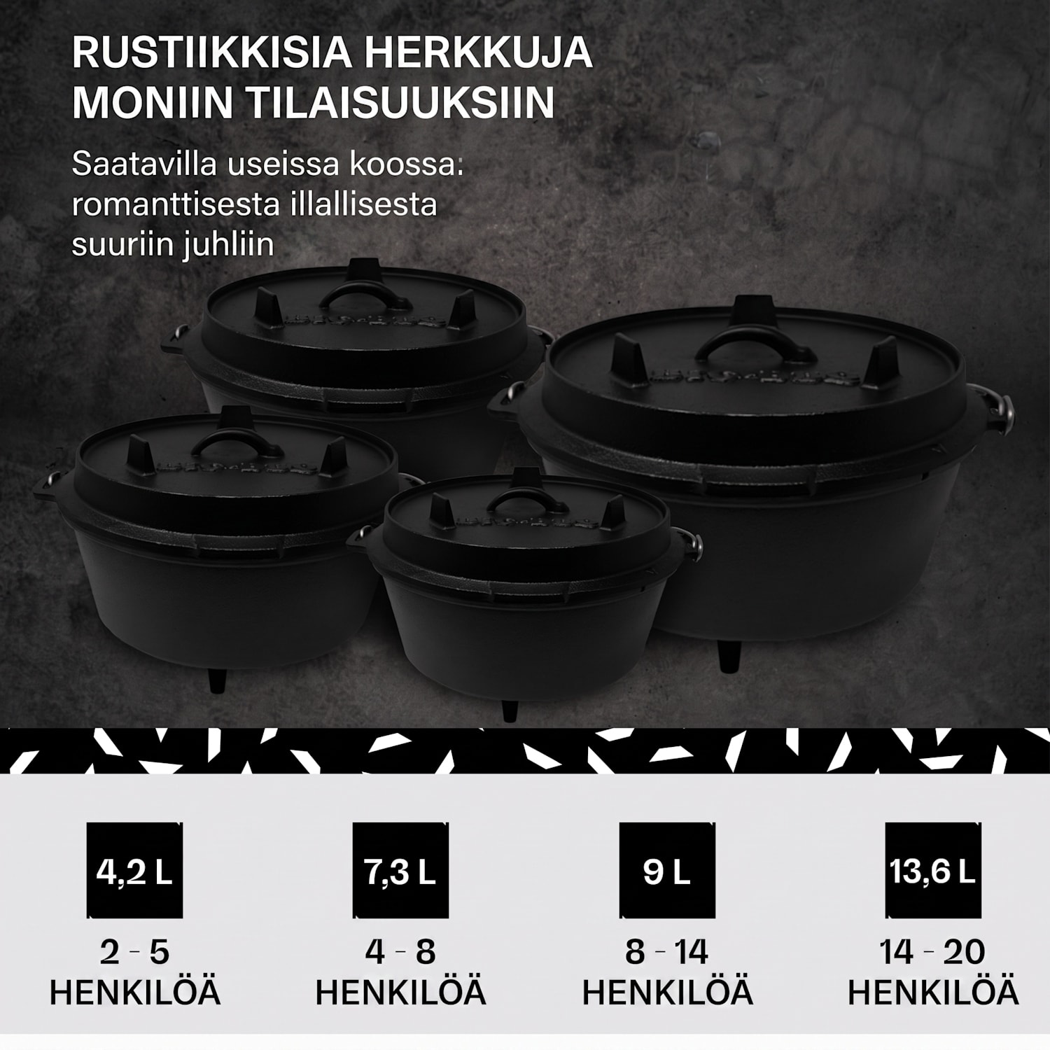 Guernsey Premium pata 12.0 grillipata valurautaa jalat koko XL / 11,5 l ca. 11,3 Ltr / 12 qt | jalat