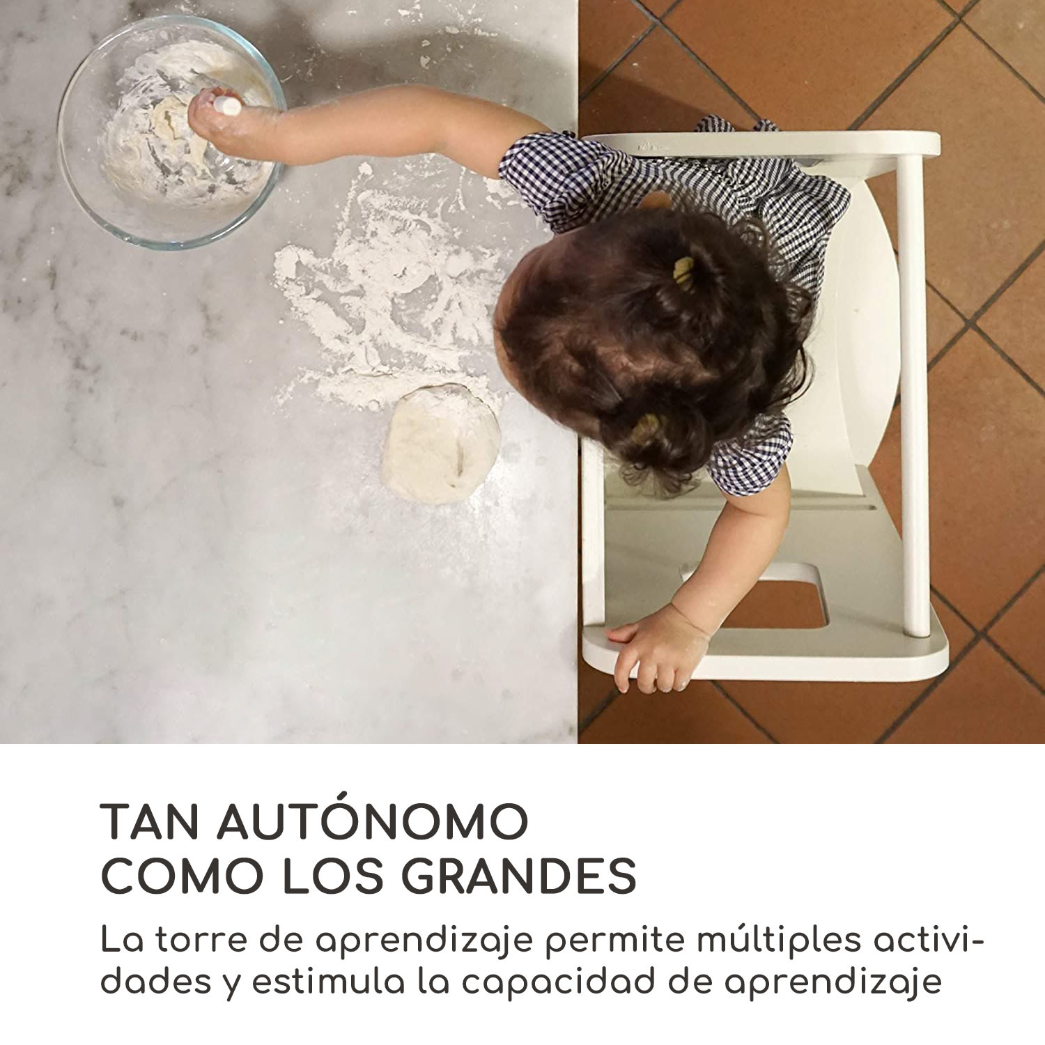 Ully Torre de aprendizaje taburete Montessori Multiplex 40,5 x 86 x 38 cm 