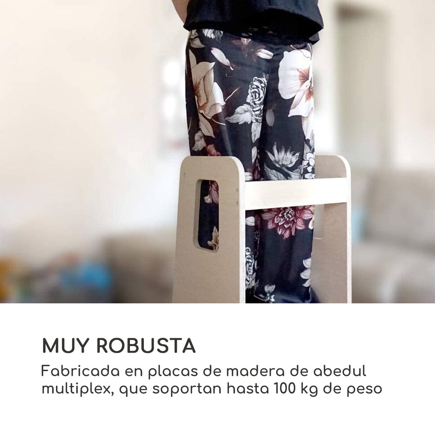 Ully Torre de aprendizaje taburete Montessori Multiplex 40,5 x 86 x 38 cm 