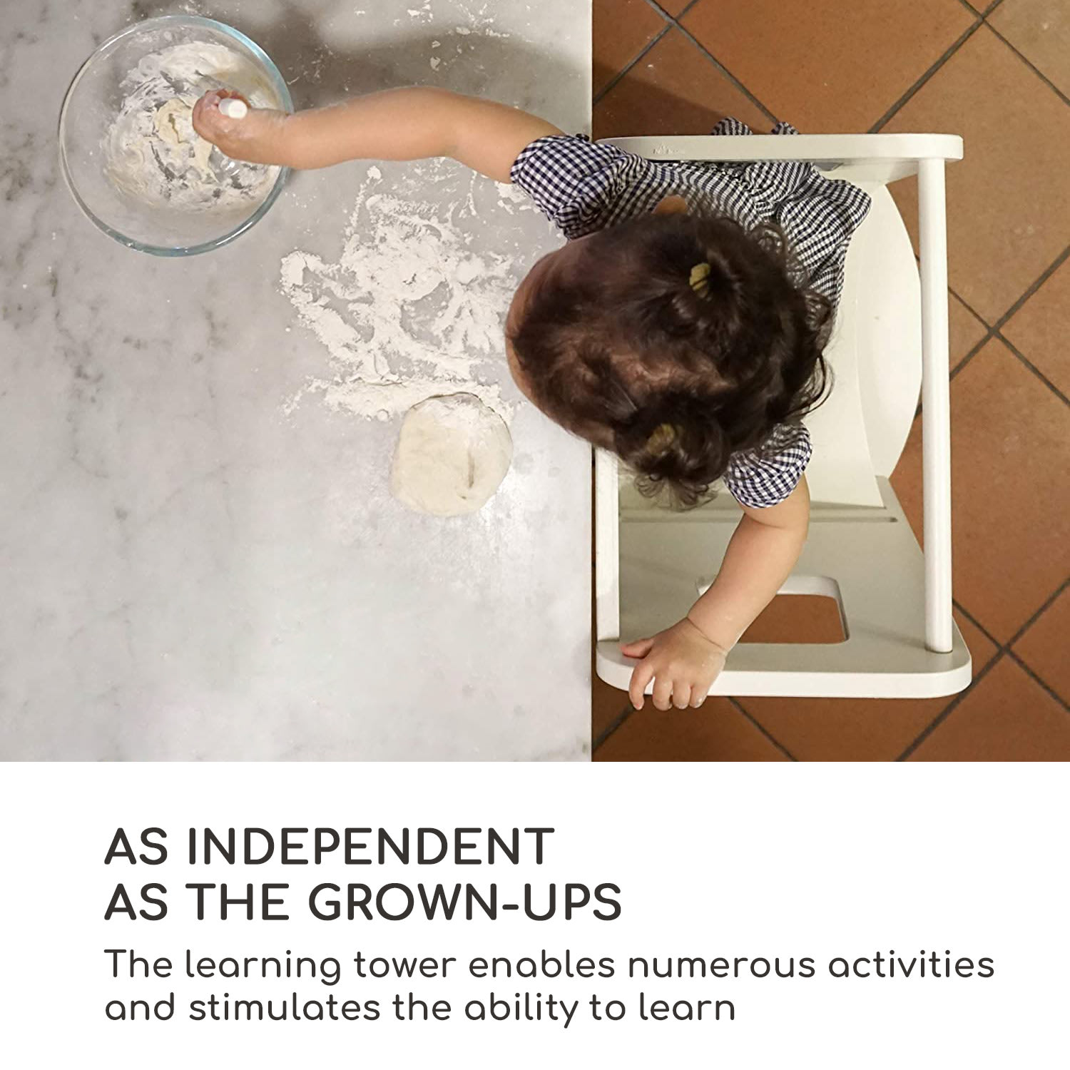 Ully, učiaca veža, pomôcka na lezenie, Montessori, multiplex, 40,5 × 86 × 38 cm Biela