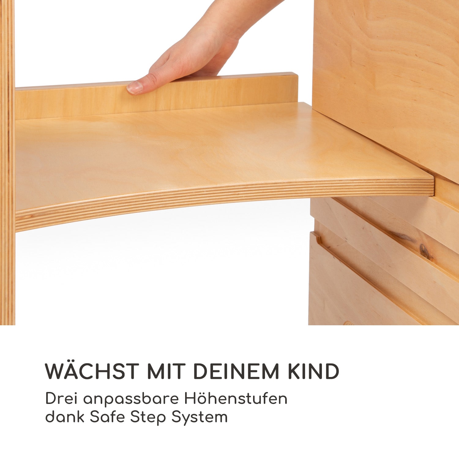 Ully Lernturm Kletterhilfe Montessori Multiplex 40,5x86x38cm Birke