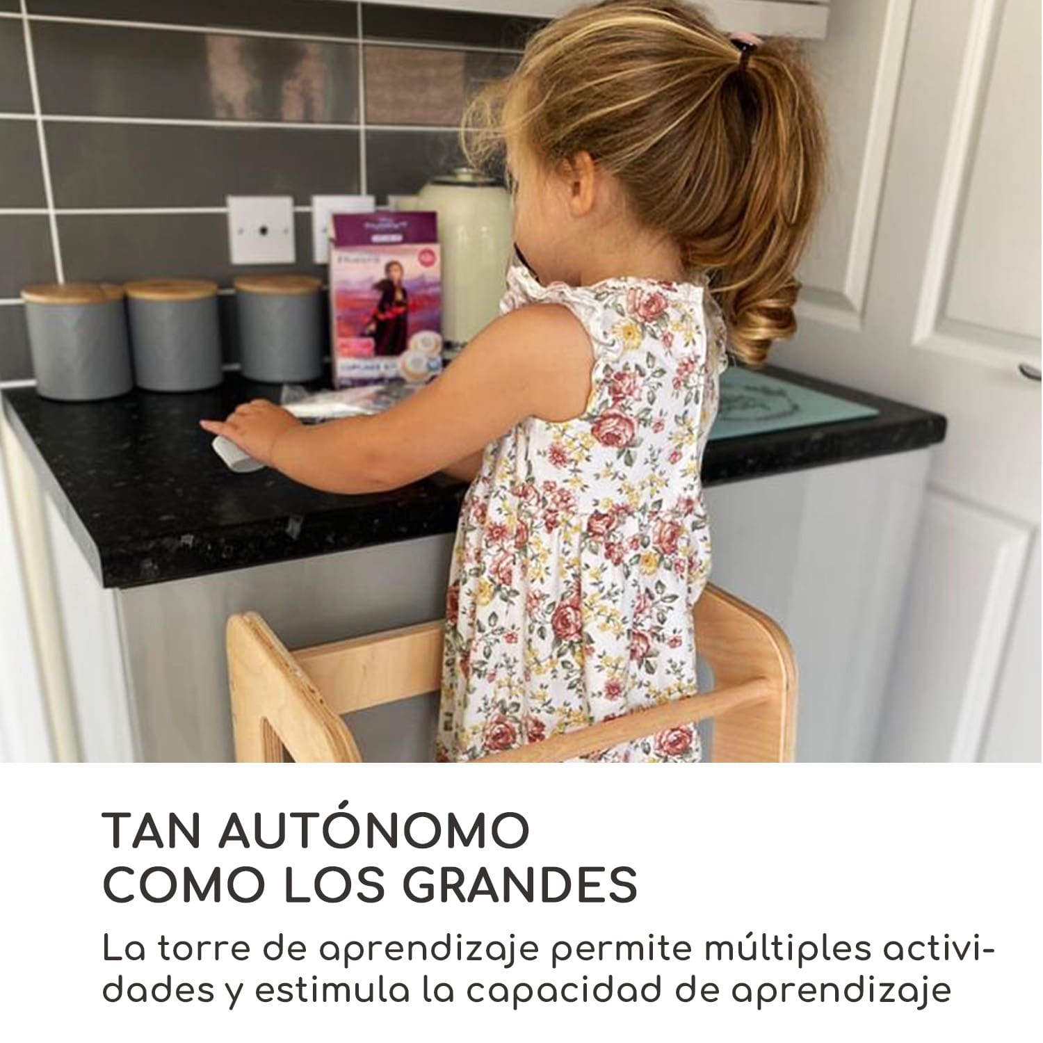 Ully Torre de aprendizaje taburete Montessori Multiplex 40,5 x 86 x 38 cm Abedul