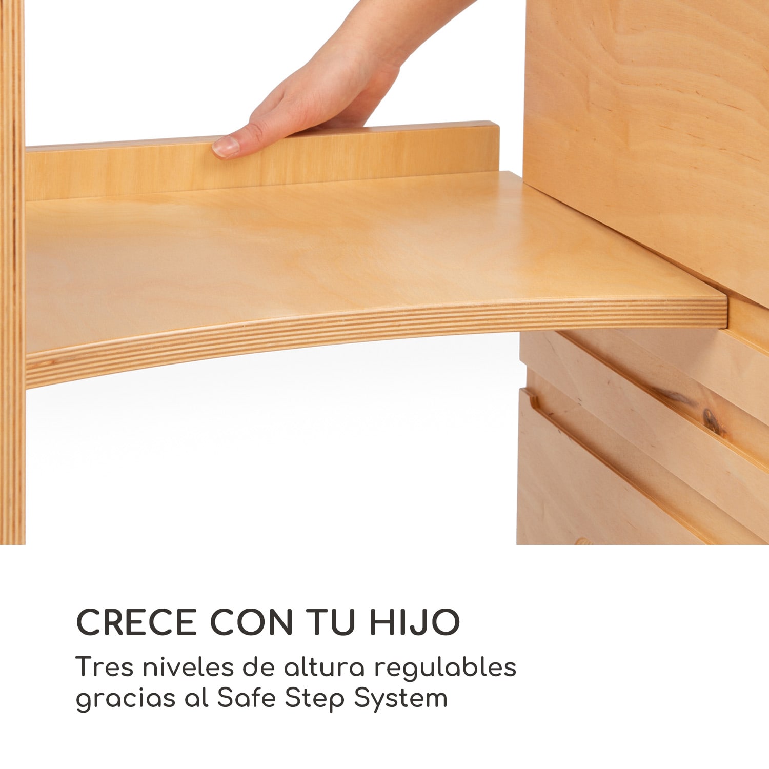 Ully Torre de aprendizaje taburete Montessori Multiplex 40,5 x 86 x 38 cm Abedul