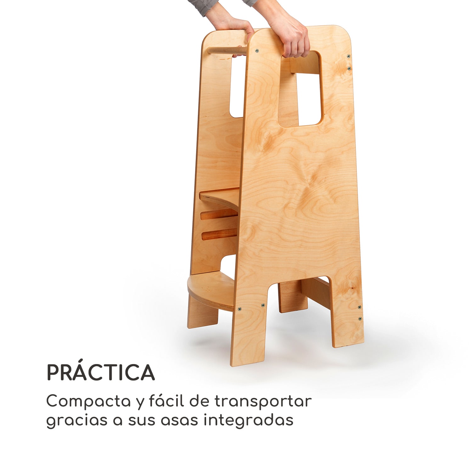 Ully Torre de aprendizaje taburete Montessori Multiplex 40,5 x 86 x 38 cm Abedul