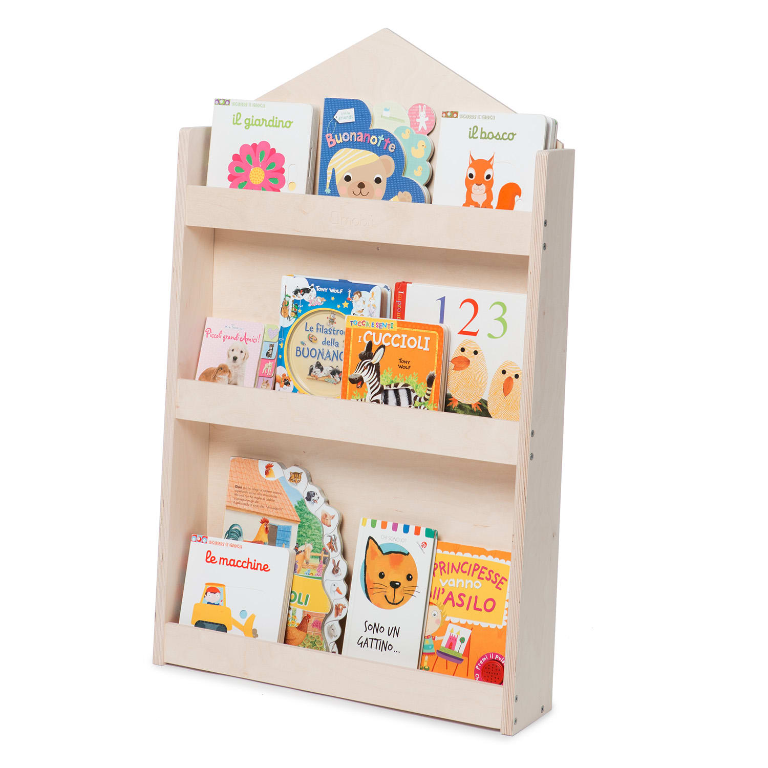 Dotty Natural House -kirjahylly Montessori Multiplex 60 x 95 x 13 cm Luonnollinen | Talo