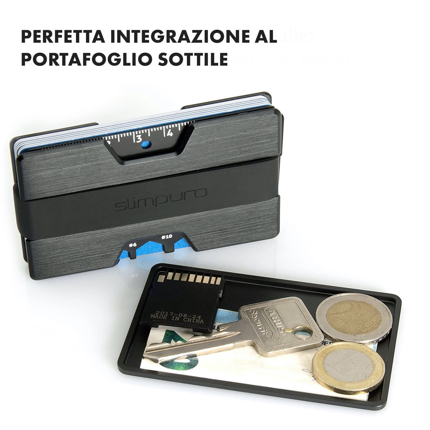 Coin Card per Slim Wallets Porta monete Alluminio 