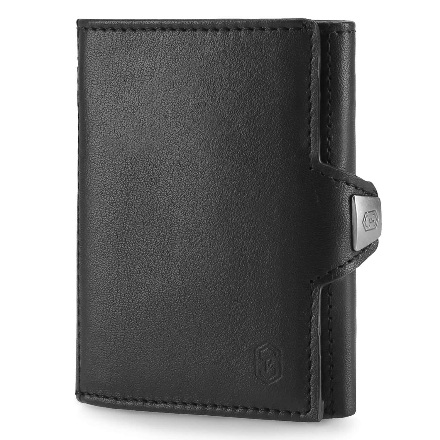 TRYO Slim Wallet 5 kártya zsebbel az érmék számára, 9,2 x 2,2 x 7,5 cm (SZ x M x H), RFID védelemmel Carbon