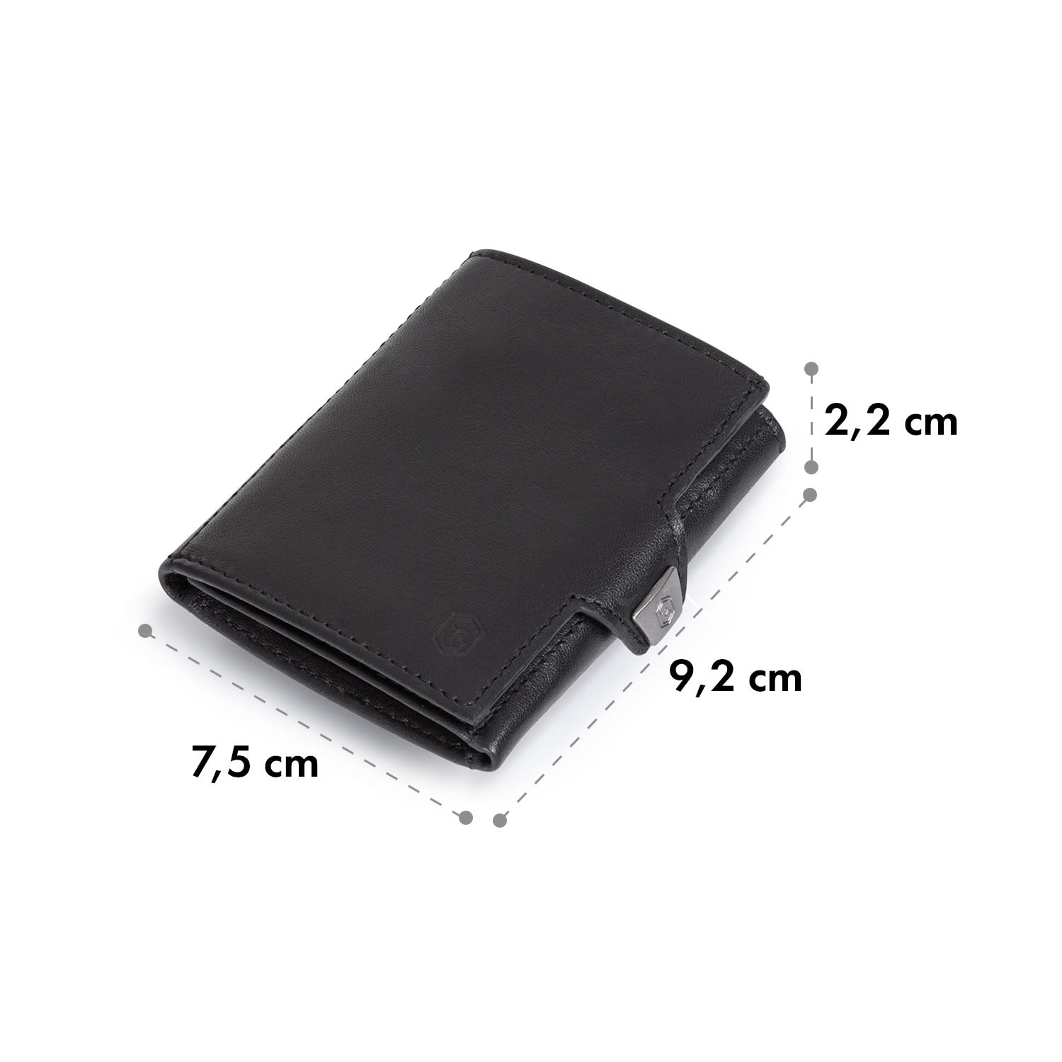 TRYO Slim Wallet 5 kártya zsebbel az érmék számára, 9,2 x 2,2 x 7,5 cm (SZ x M x H), RFID védelemmel Carbon