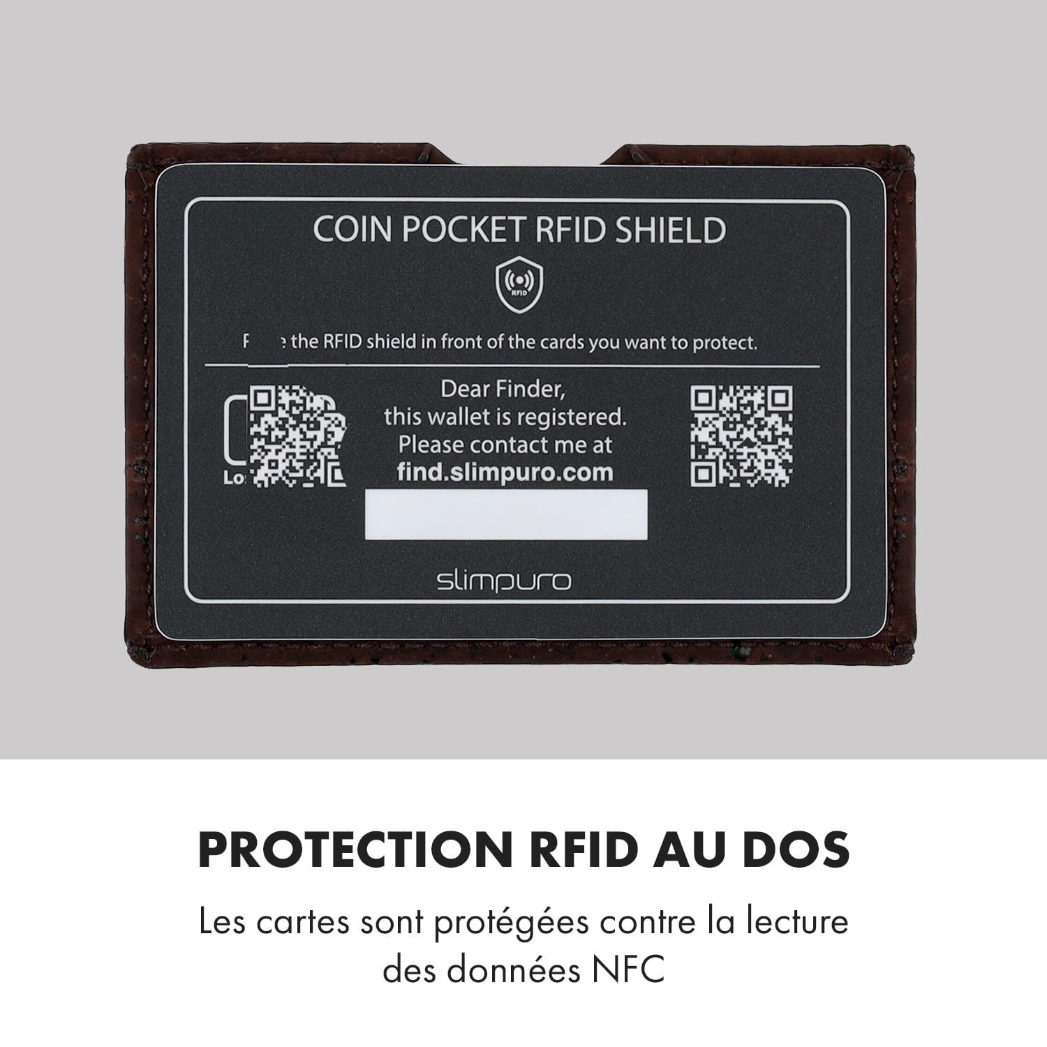 Pochette pour pièces de monnaie avec protection RFID pour les portefeuilles ZNAP Slim 8 et 12 avec bouton poussoir  Structure de liège | Brun