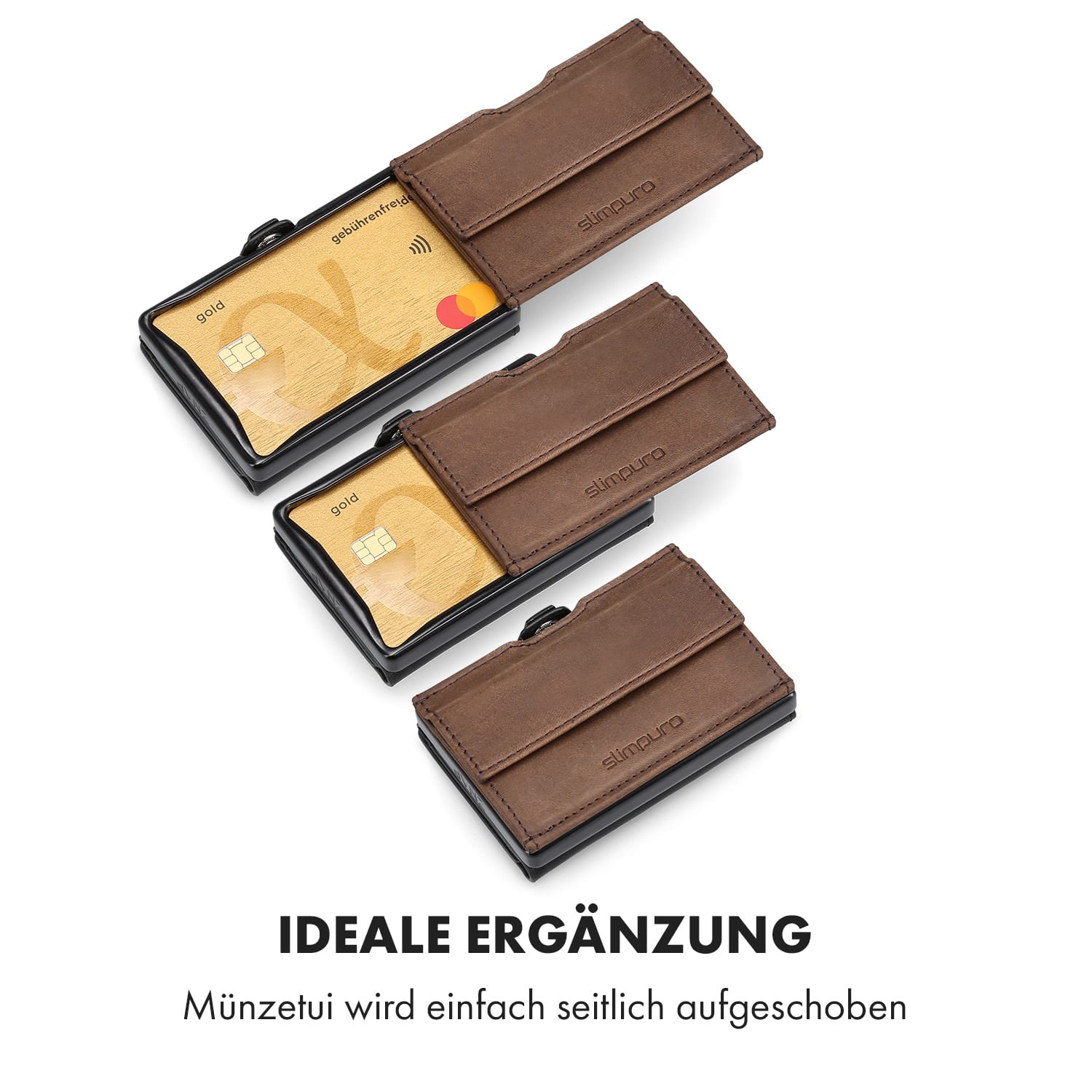 Coin Pocket mit RFID-Schutzkarte für ZNAP Slim Wallets 8 und 12 Druckknopf  Kork-Struktur | Dunkles Taupe