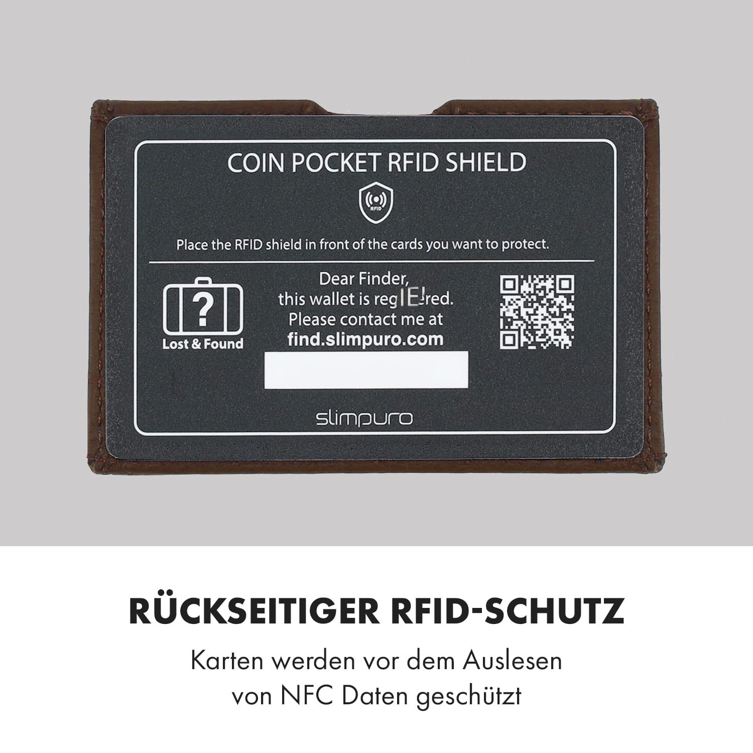 Coin Pocket mit RFID-Schutzkarte für ZNAP Slim Wallets 8 und 12 Druckknopf  Kork-Struktur | Dunkles Taupe