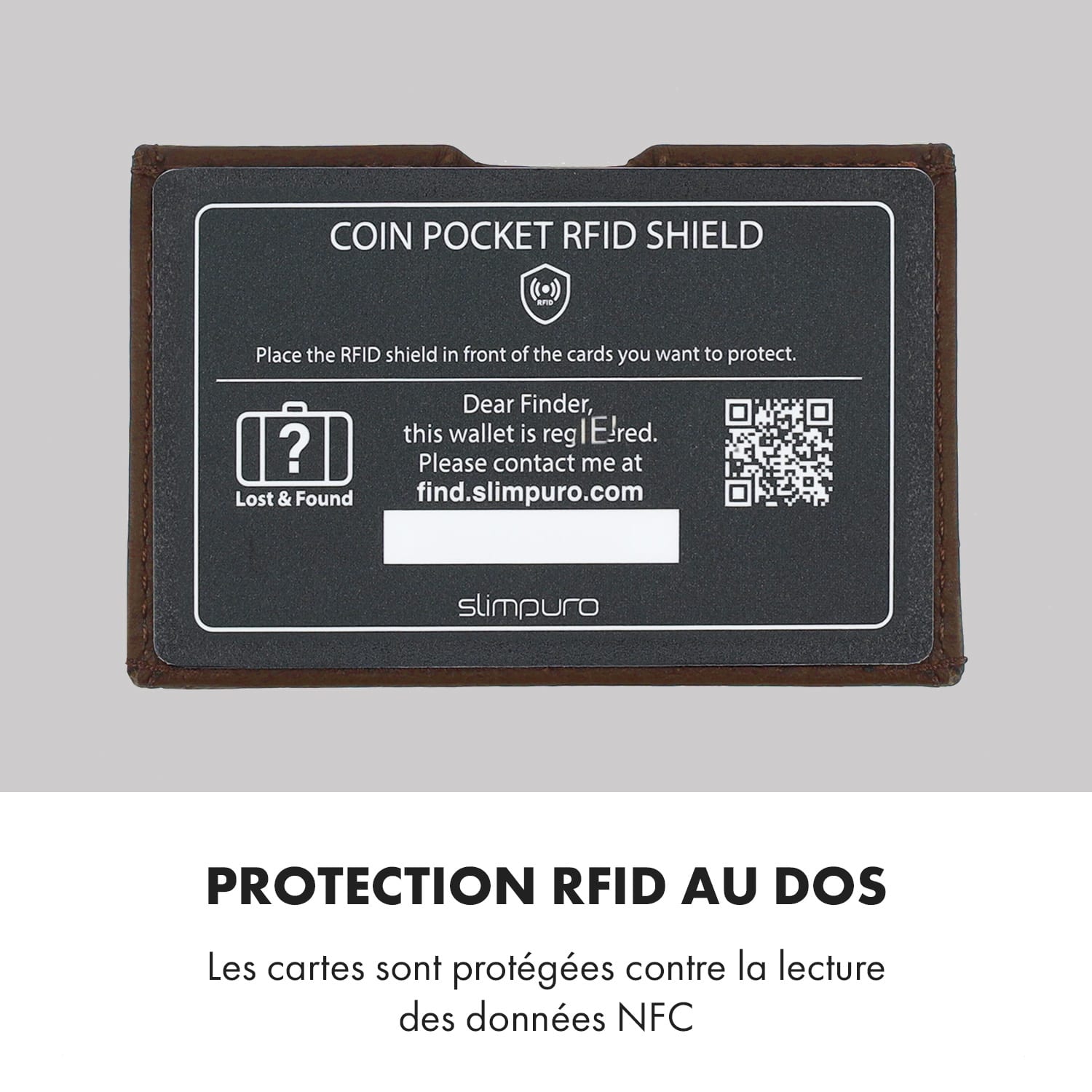 Coin Pocket met RFID beschermkaart voor ZNAP Slim Wallets 8 en 12 drukknop  Kurkstructuur | Donker Taupe