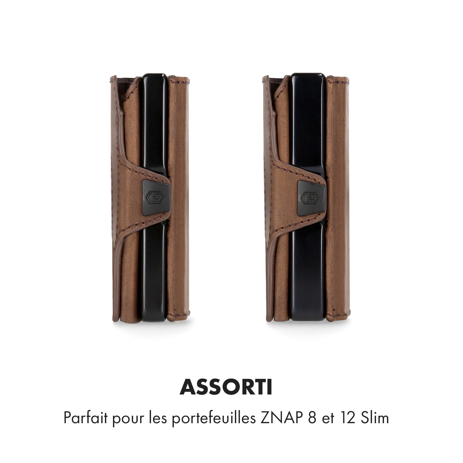 Coin Pocket met RFID beschermkaart voor ZNAP Slim Wallets 8 en 12 drukknop  Kurkstructuur | Donker Taupe