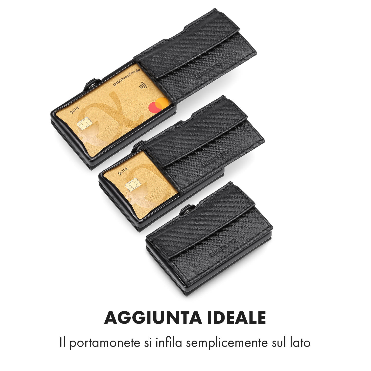Portamonete con scheda di protezione RFID, ideale per ZNAP Slim Wallet 8 e 12, con bottone automatico  