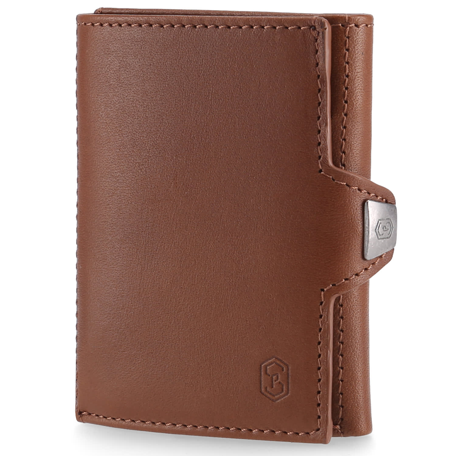 TRYO Slim Wallet 5 kártya zsebbel az érmék számára, 9,2 x 2,2 x 7,5 cm (SZ x M x H), RFID védelemmel Dohány